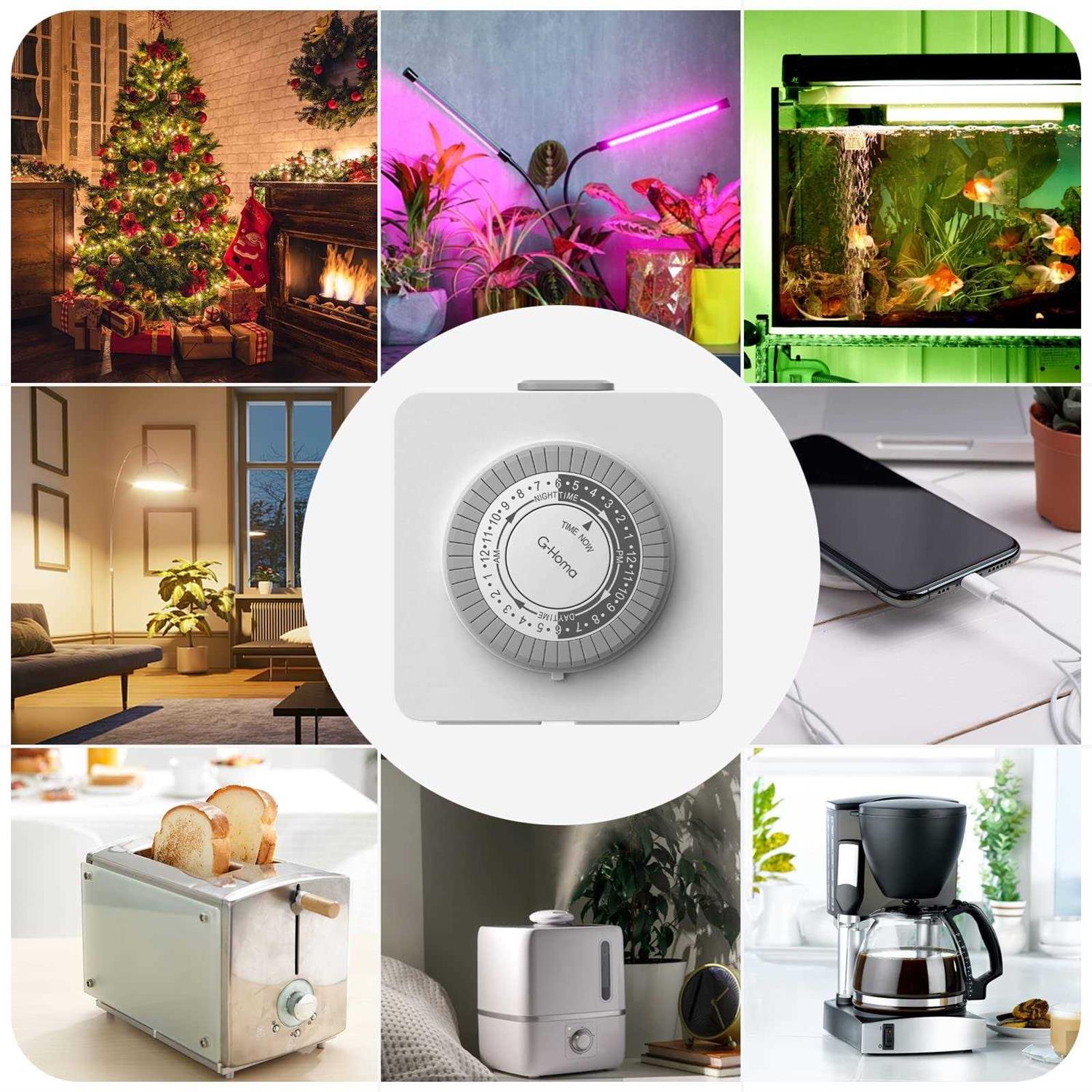 G-Homa Timer Outlet Electric Indoor with 2 Grounded Outletplug-in 24-Hour Mechanical Timersdaily On/Off Cycleenergy Saving for Lamps Seasonal Christma - Image 2
