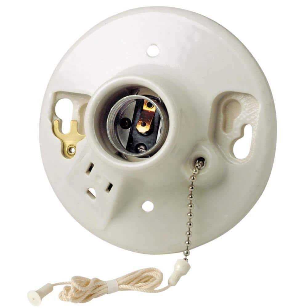 Leviton 9726-C2 One-Piece Glazed Porcelain Outlet Box Mount Incandescent Lampholder