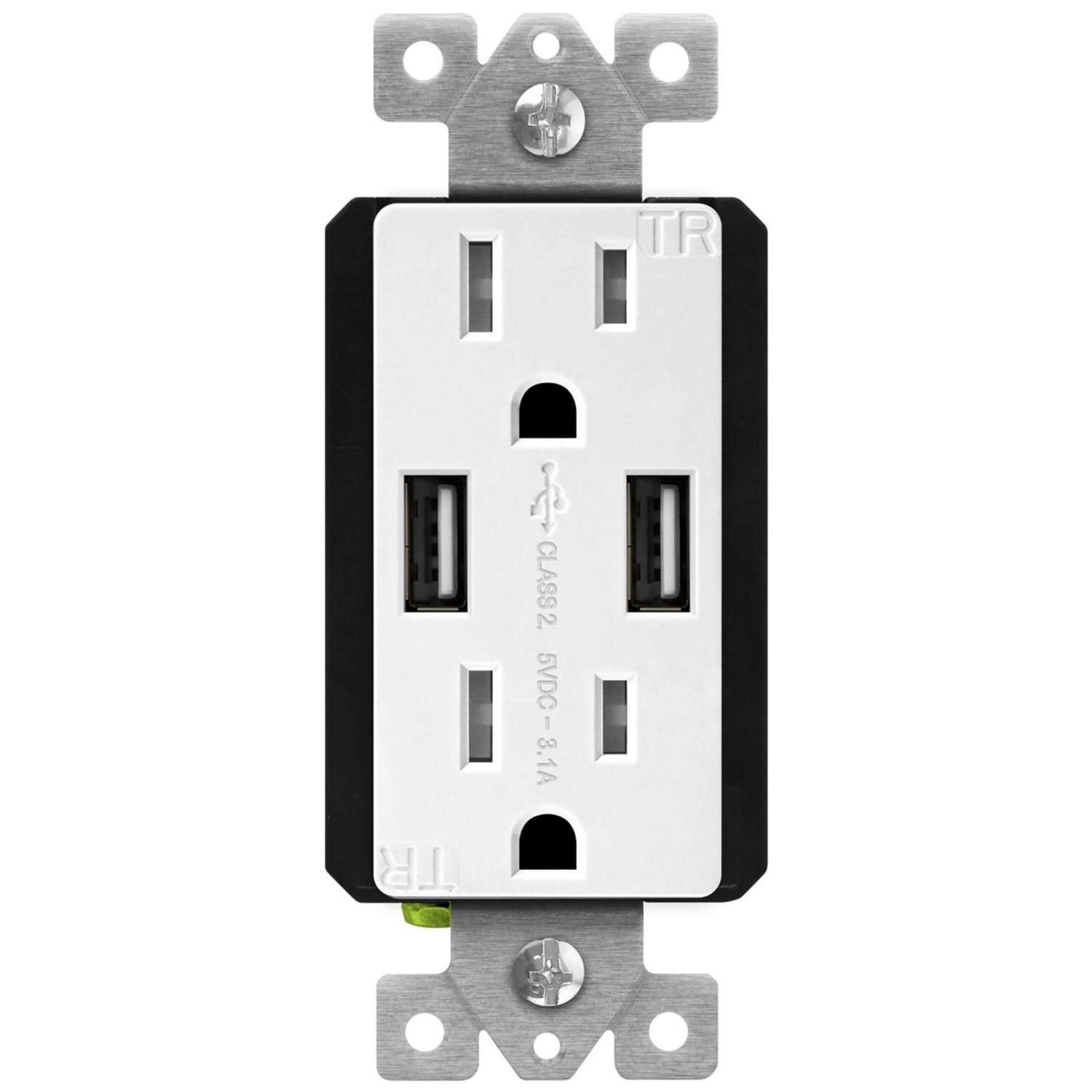 TOPGREENER 3.6A USB Wall Outlet Charger 15A Duplex Tamper-Resistant Receptacles Plug - Image 3