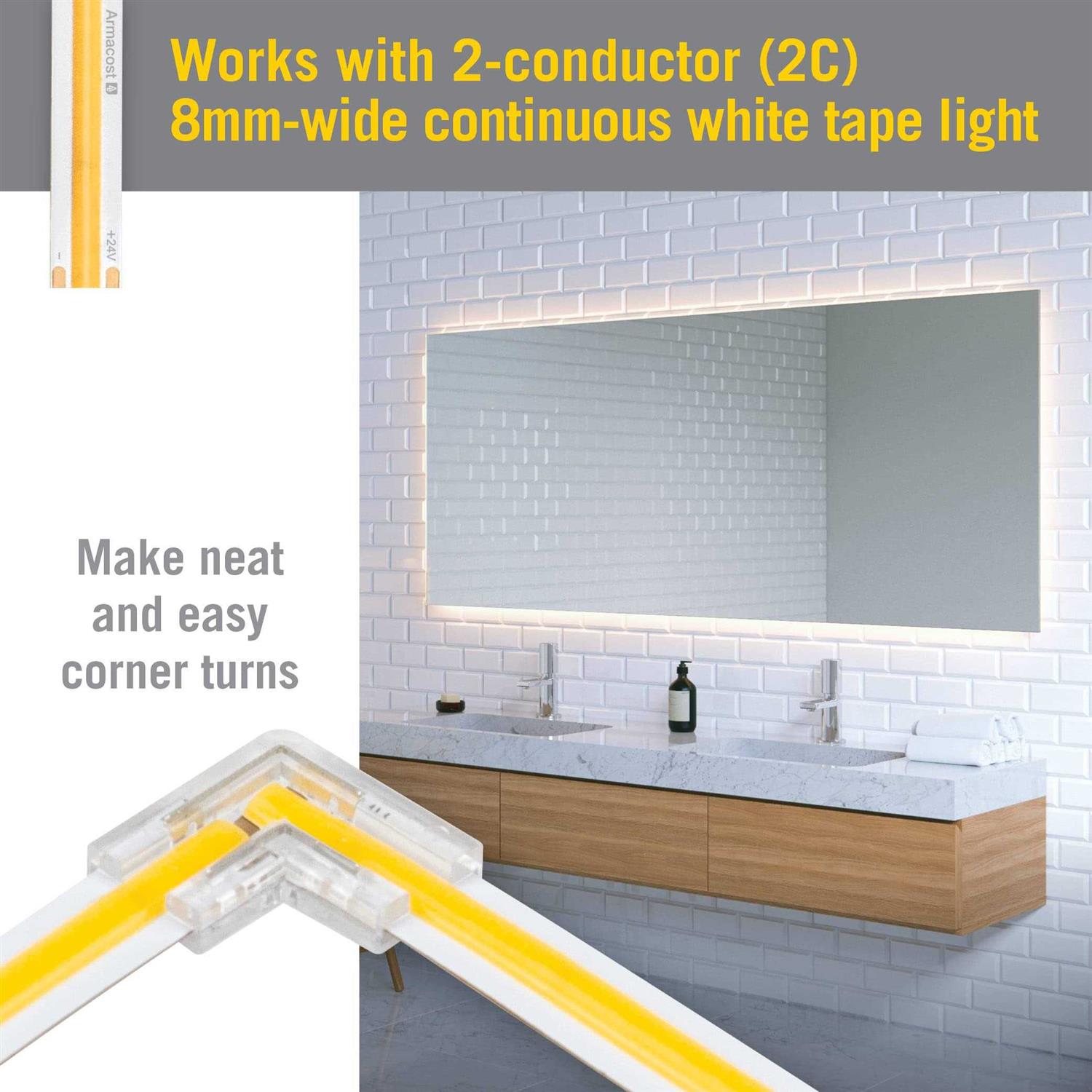 Armacost Lighting 2-Pin White LED Strip Light COB Corner Connectors Channel Connector - Image 3