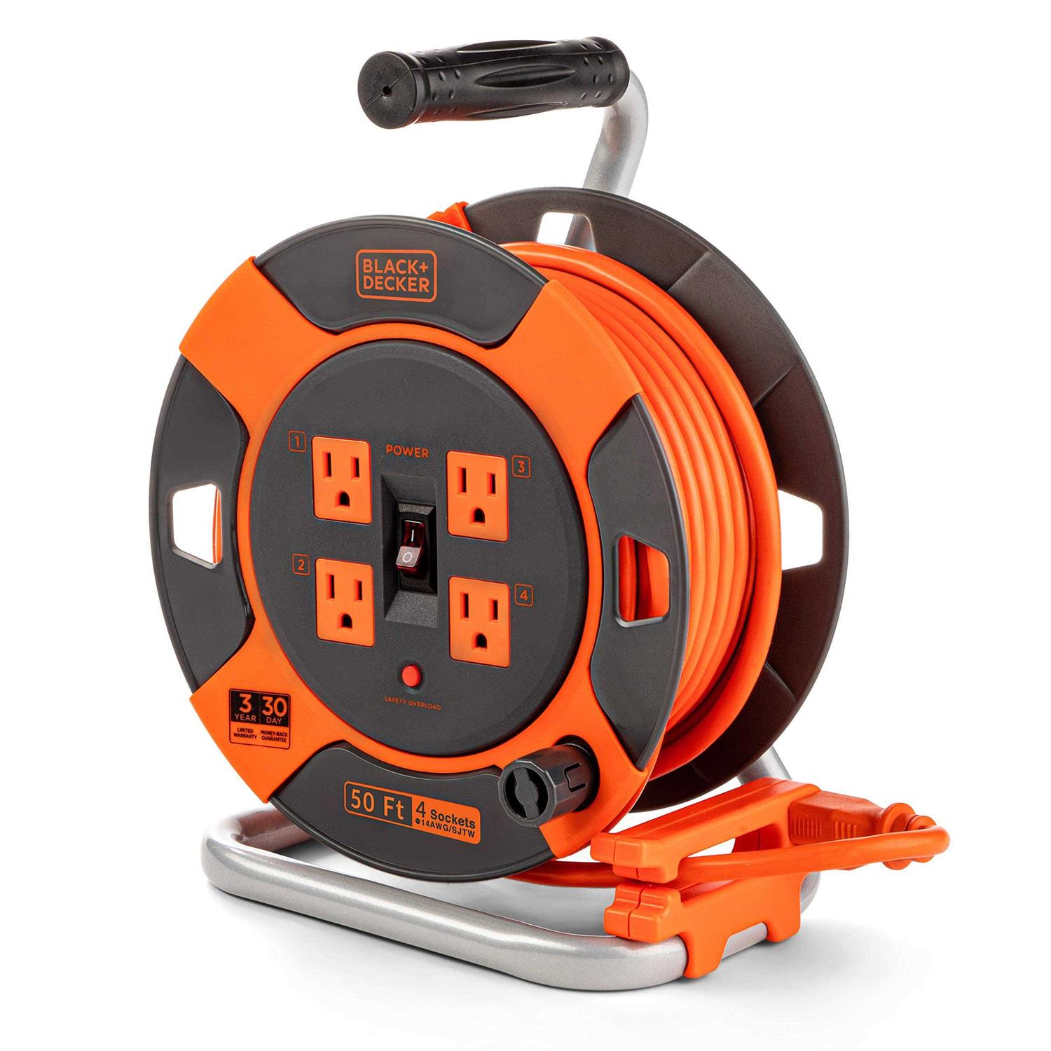 Black+decker Retractable Extension Cord with 4 Outlets