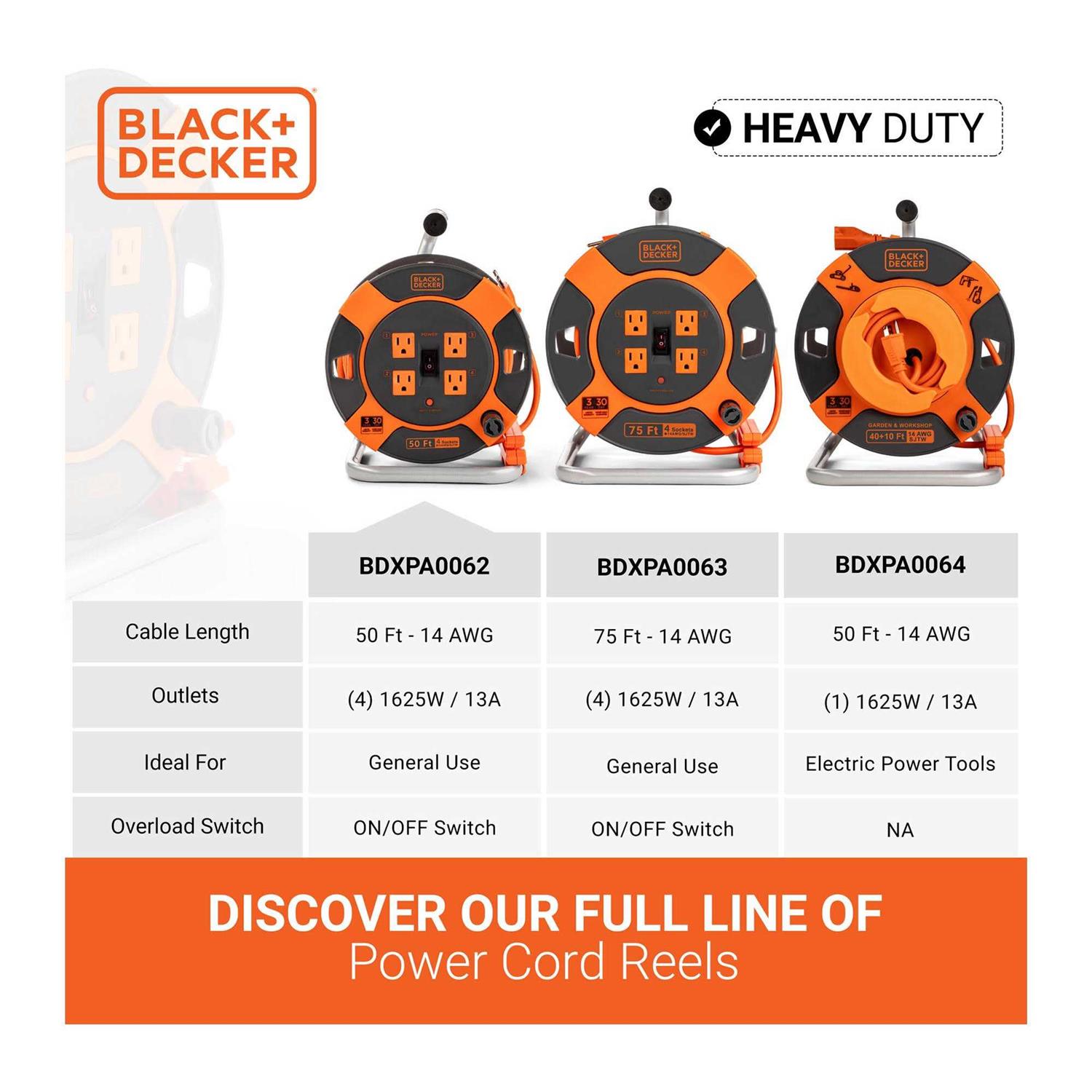 Black+decker Retractable Extension Cord with 4 Outlets - Image 2