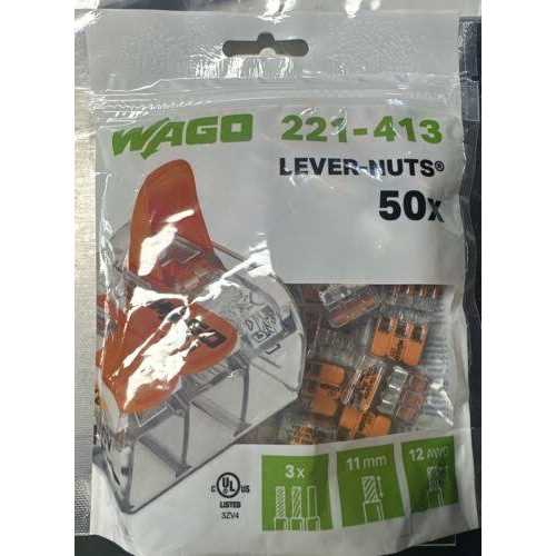 WAGO 221 Series 3 Port Lever Cable Connector 50 pk - Image 2
