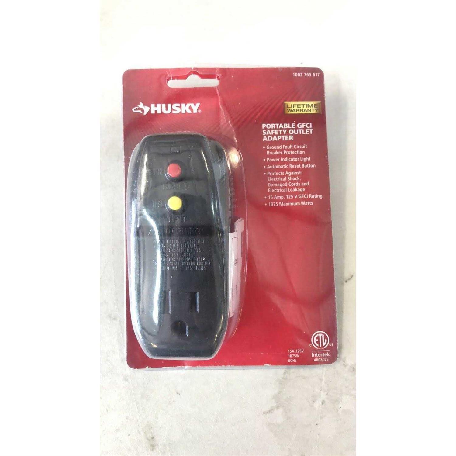 Husky 15 Amp Grounded GFCI Outlet Adapter 04-00106 - Image 2