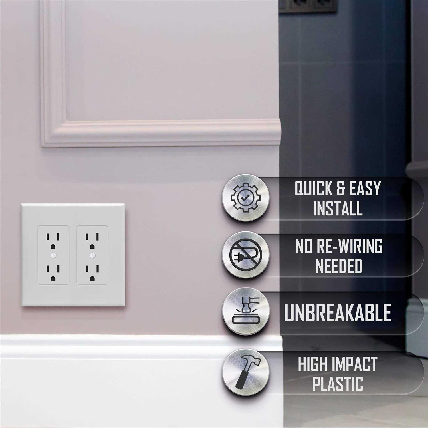 Hubbell Taymac 5 Pack 2602W Masque Revive 2 Gang Duplex Cover Up Wall Plate White - Image 2