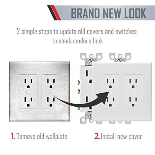 Hubbell Taymac 5 Pack 2602W Masque Revive 2 Gang Duplex Cover Up Wall Plate White - Image 5