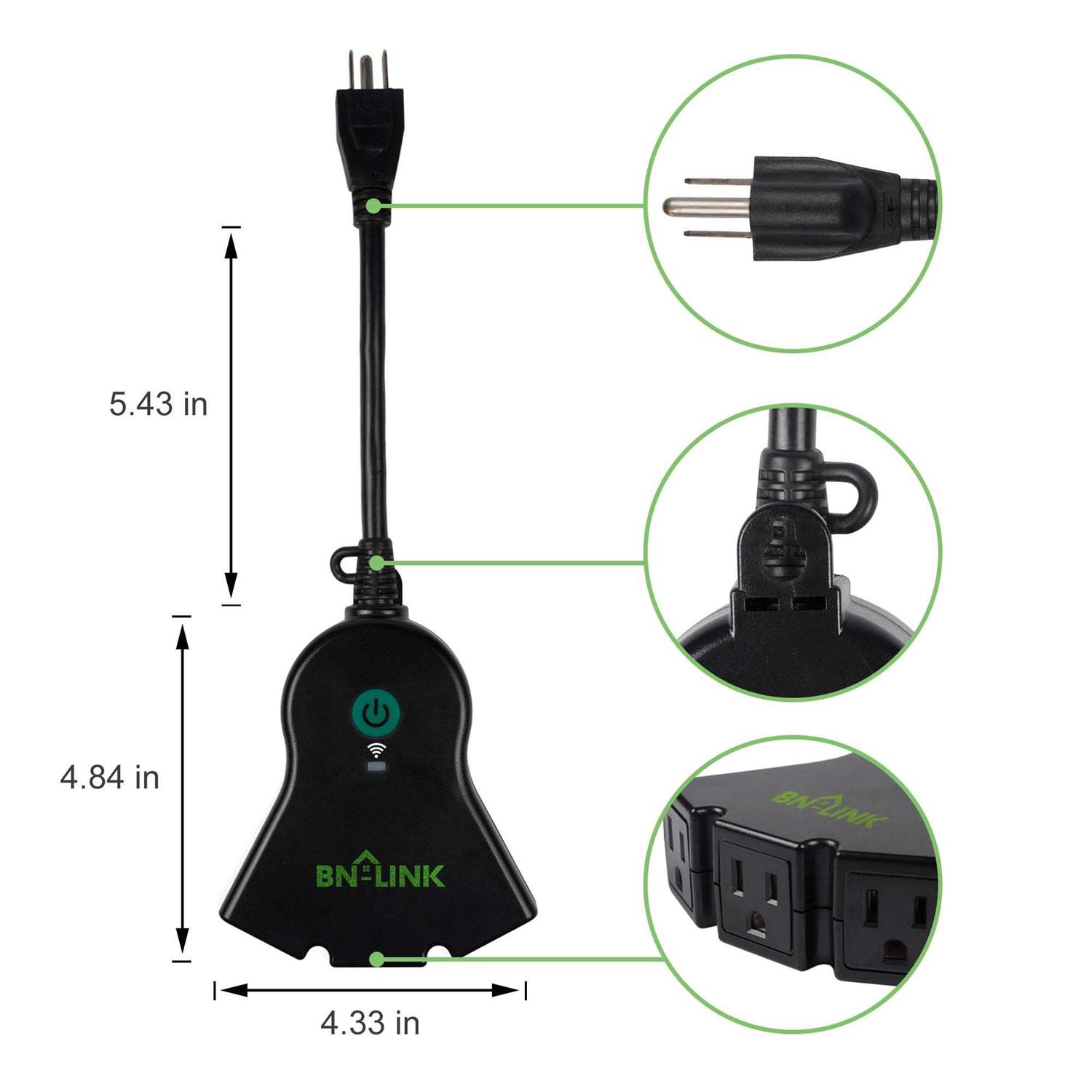 BN-LINK Smart WiFi Heavy Duty Outdoor Outlet, Timer and Countdown Function, No Hub Required for Outdoor Lights, Compatible with Alexa and Google - Image 2