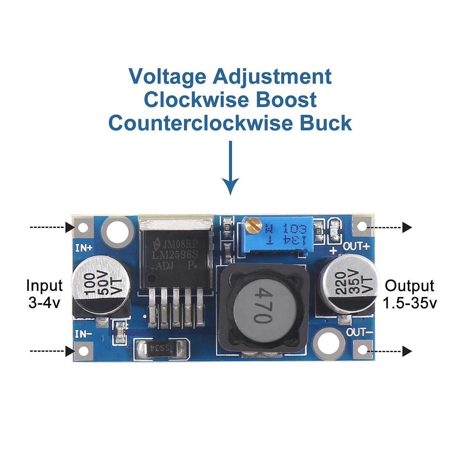 Atnsinc 4pack Lm2596 DC-DC Buck Converter Adjustable Step Down Voltage Regulator 3-40v to 1.5-35v High Efficiency Power Supply Volt Reducer - Image 4