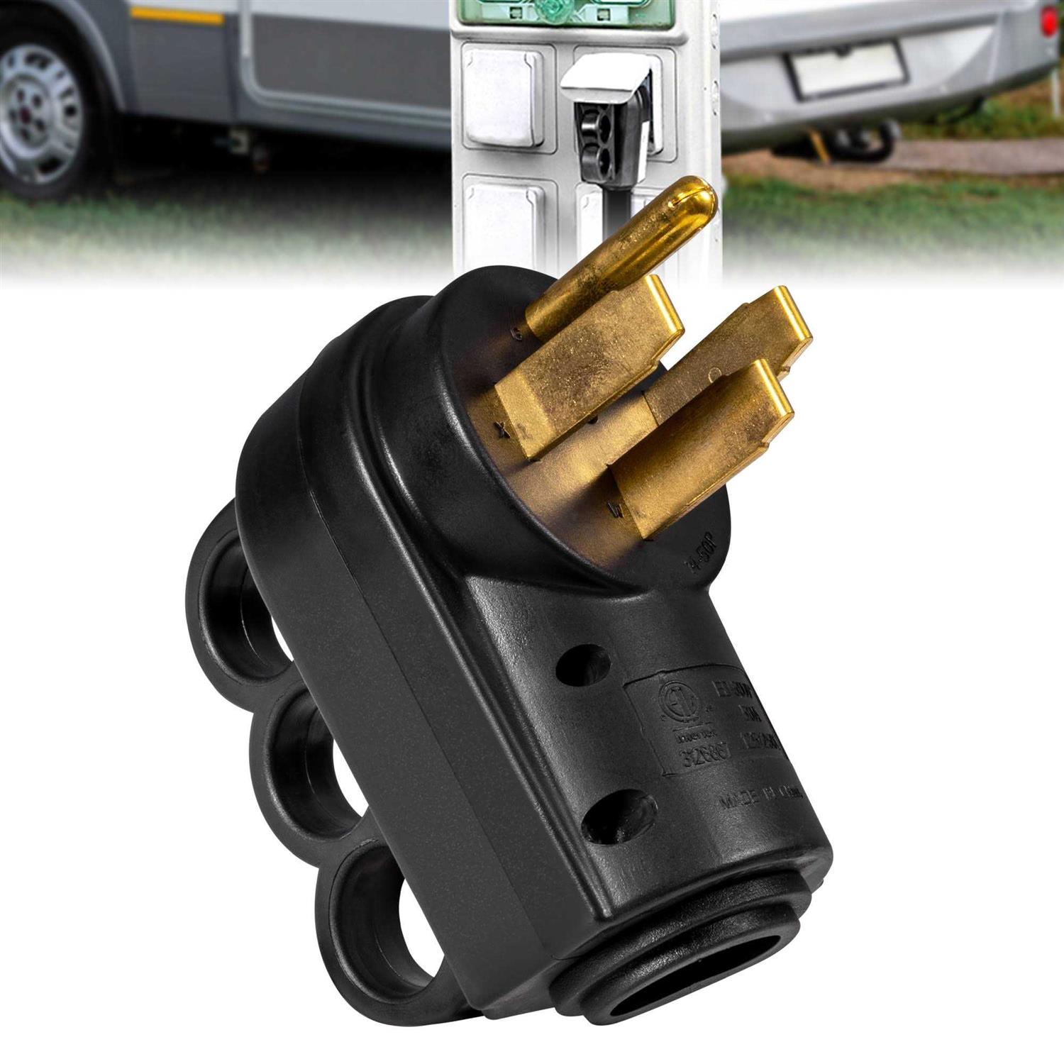 True Mods NEMA 14-50P 125/250V 50A RV Power Cord Male Replacement Socket Plug for 6/3 + 8/1 AWG 4-Wire Cord