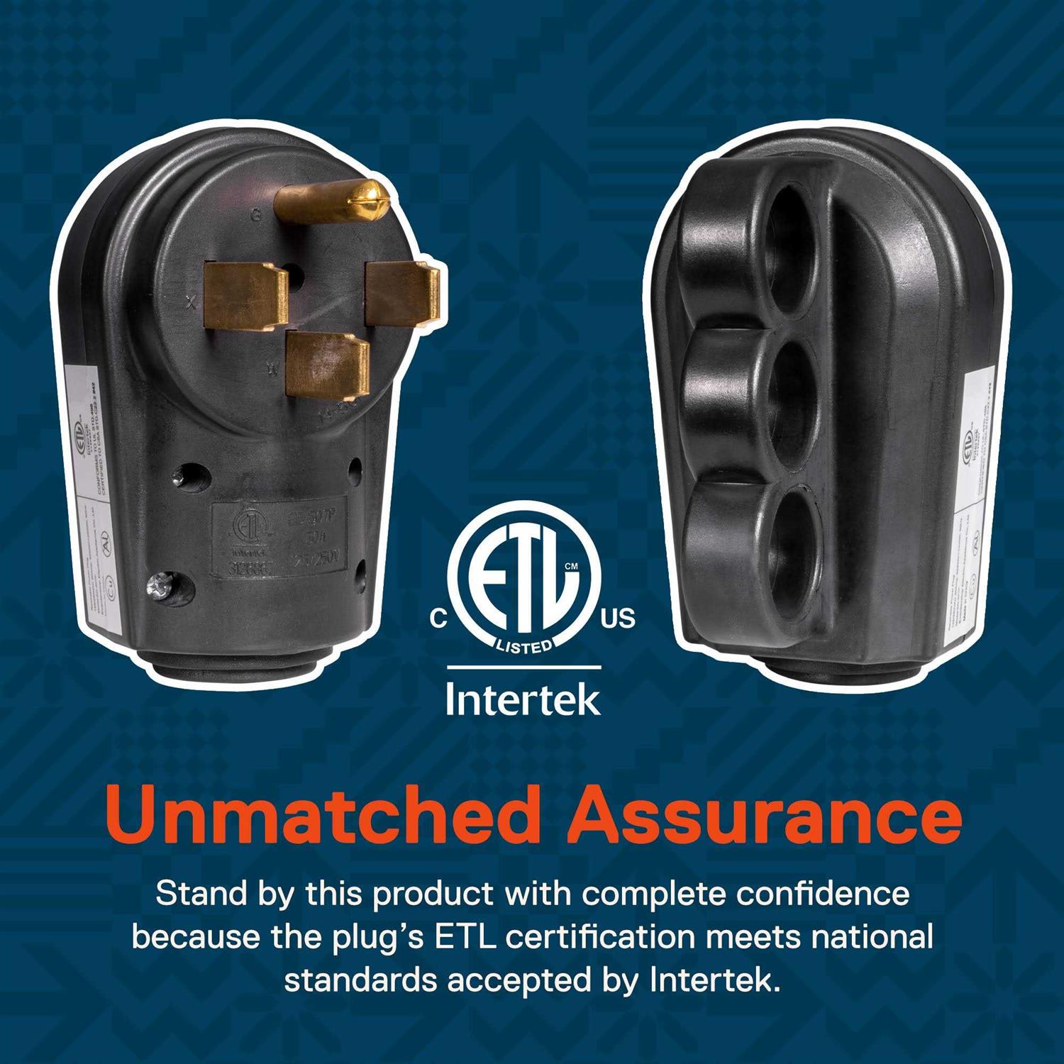 True Mods NEMA 14-50P 125/250V 50A RV Power Cord Male Replacement Socket Plug for 6/3 + 8/1 AWG 4-Wire Cord - Image 2