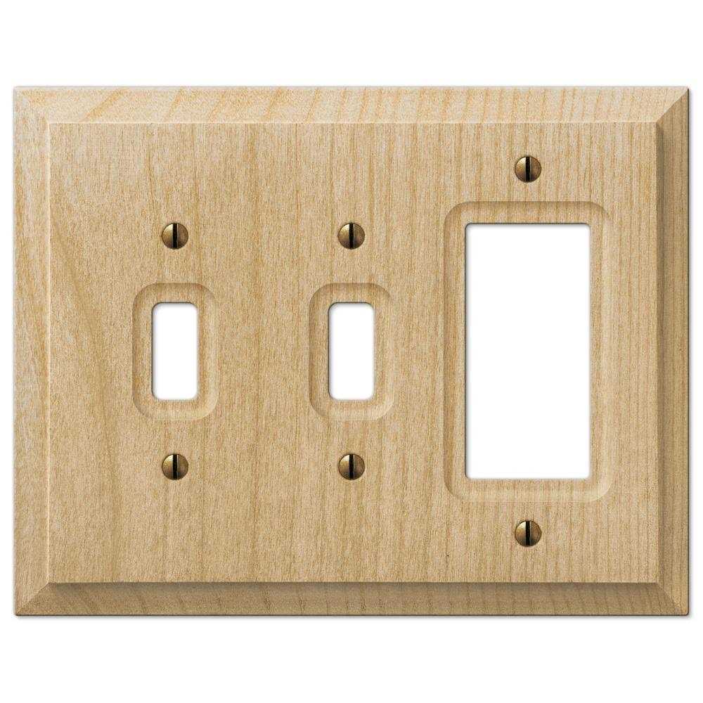 Amerelle Baker Single Toggle Wallplate in Unfinished Alder Wood 180T - Image 4