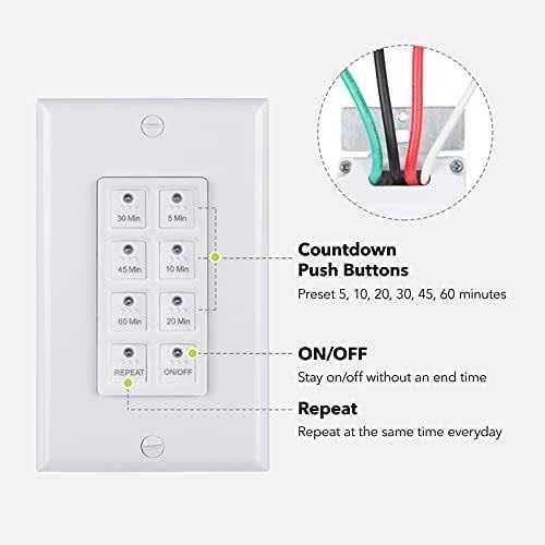 BN-LINK Countdown Digital in-Wall Timer Switch with Push Button 5-10-20-30-45-60mins - Image 2