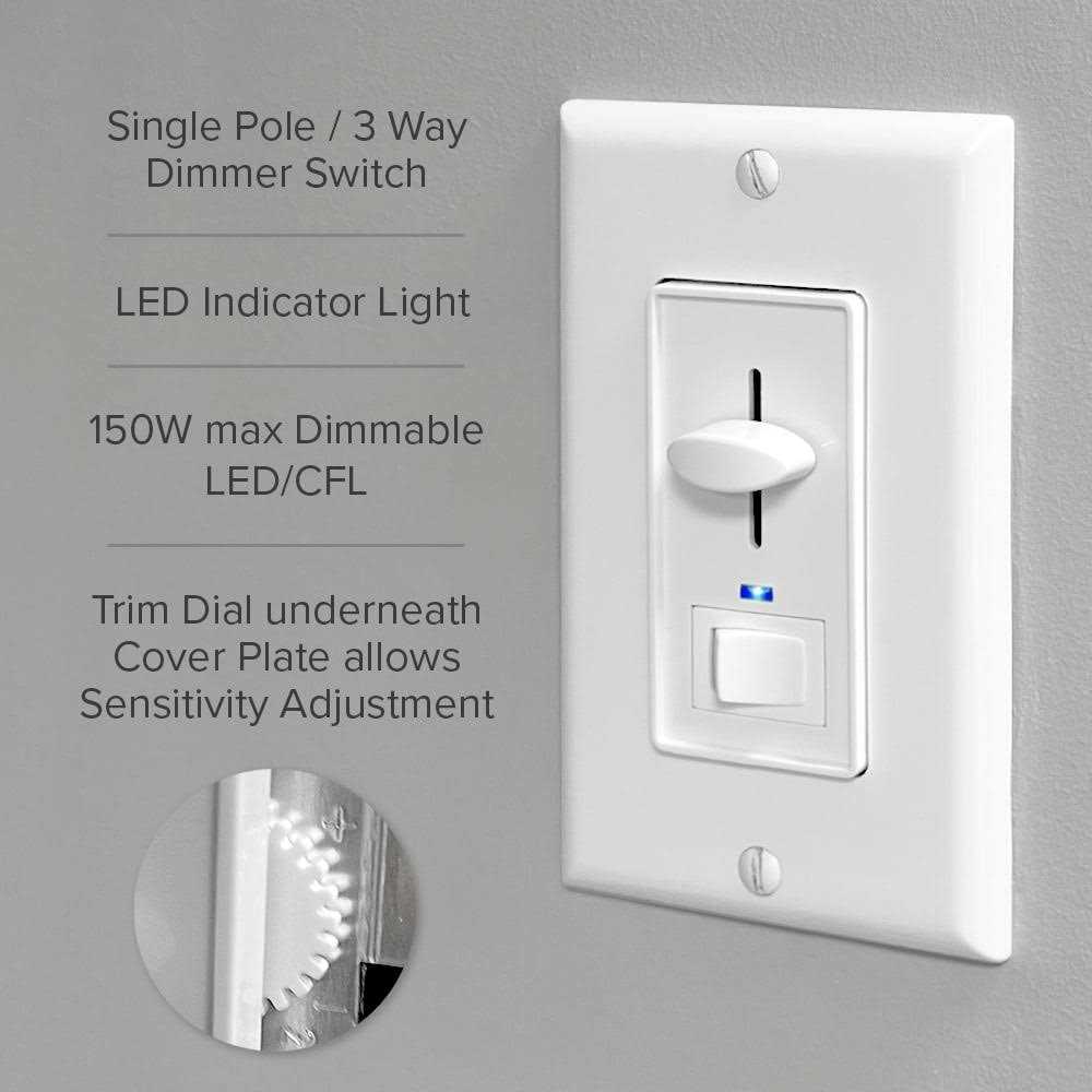 Maxxima Dimmer Electrical Light Switch Featuring Blue Indicator Light, Led Compatible, 3-Way/Single Pole Use, 600 Watt Max, Dimmable Lamp and - Image 2