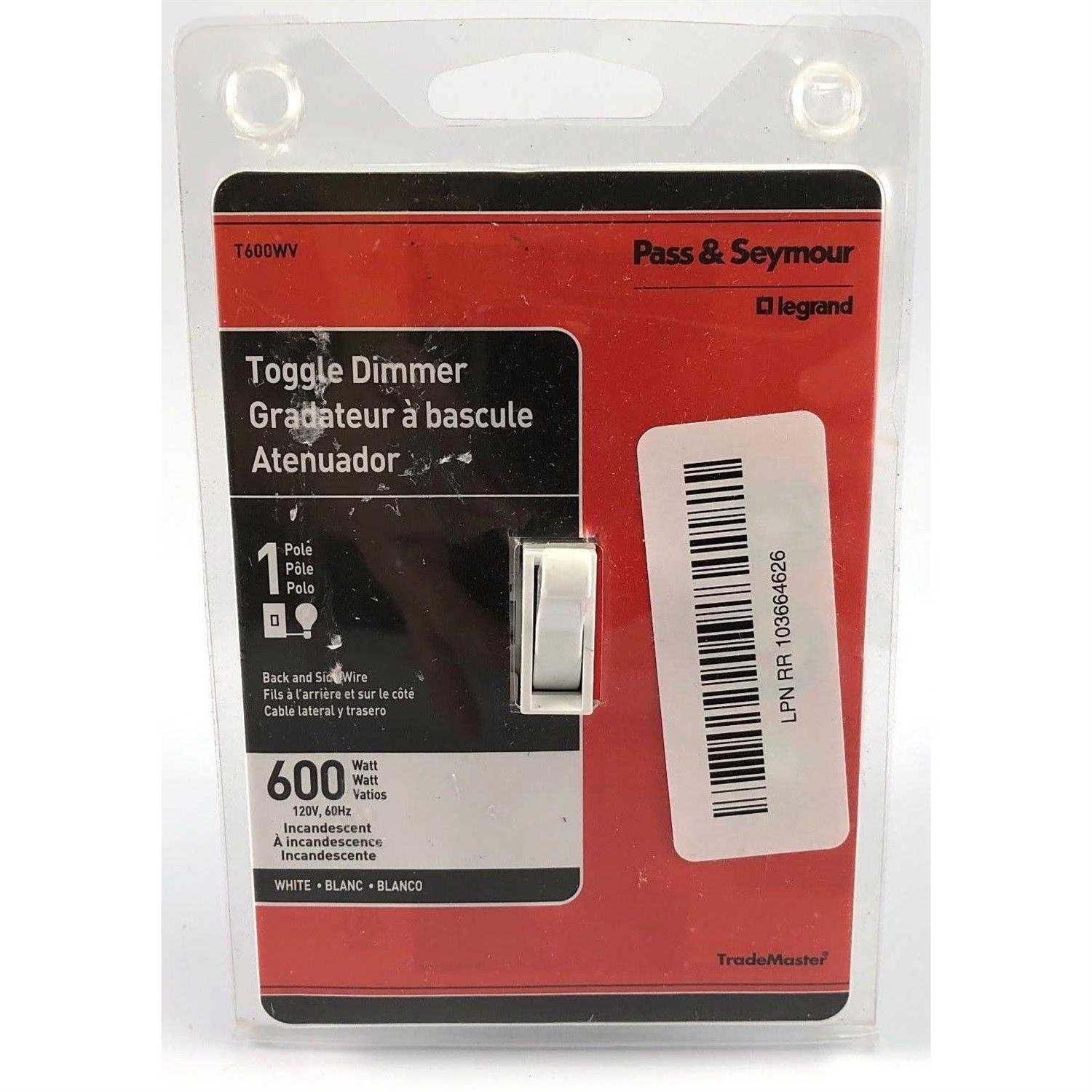 Pass & Seymour T600WV Single Pole Toggle Dimmer White - Image 4