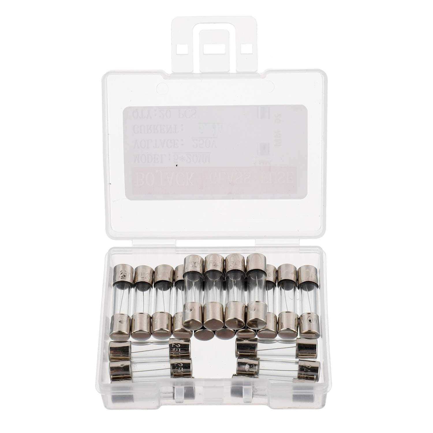 BOJACK 5x20mm 6.3A 6.3amp 250V 0.2x0.78 Inch F6.3AL250V Fast-Blow Glass Fuses - Image 3