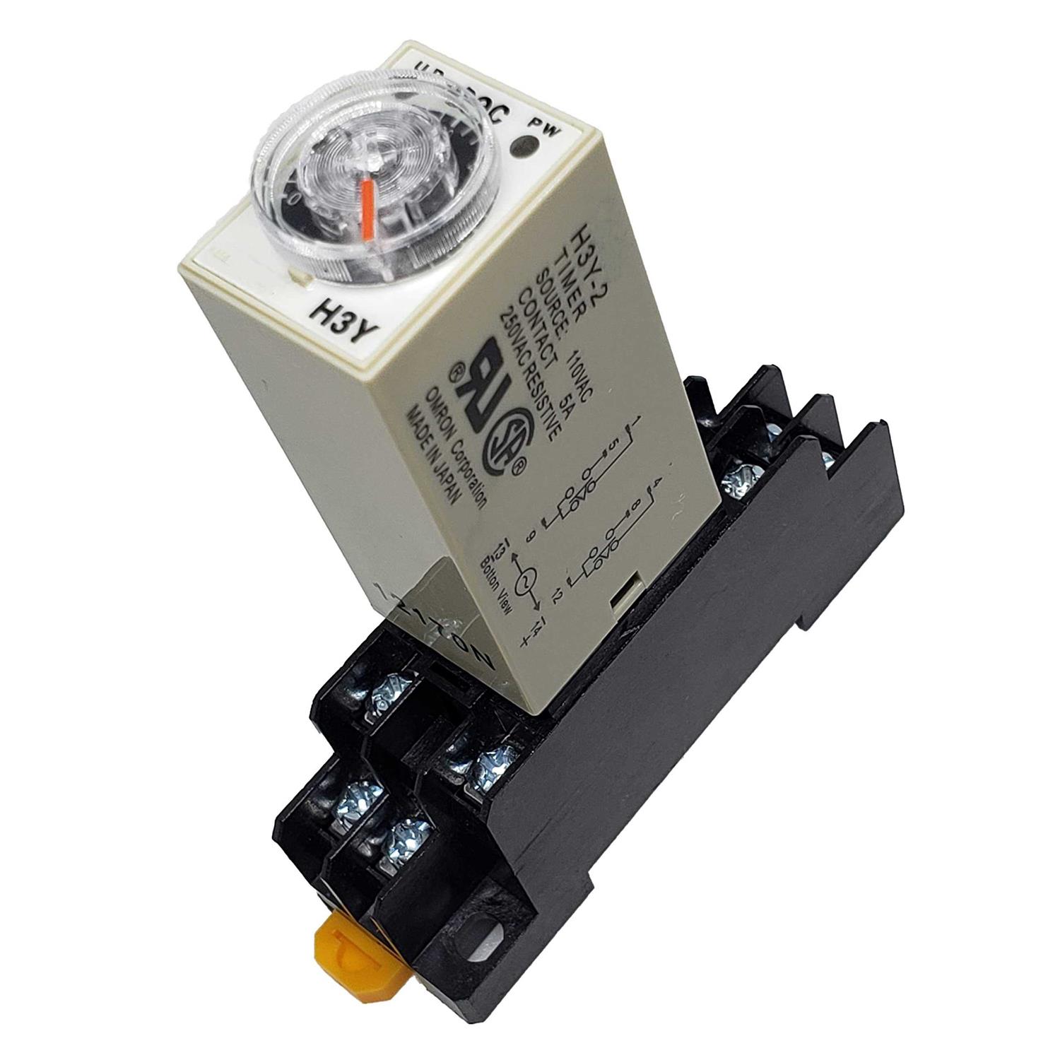 LJJDSLYU AC 110V Delay Timer Time Relay H3Y-2 0-60S Second & Base Socket DPDT