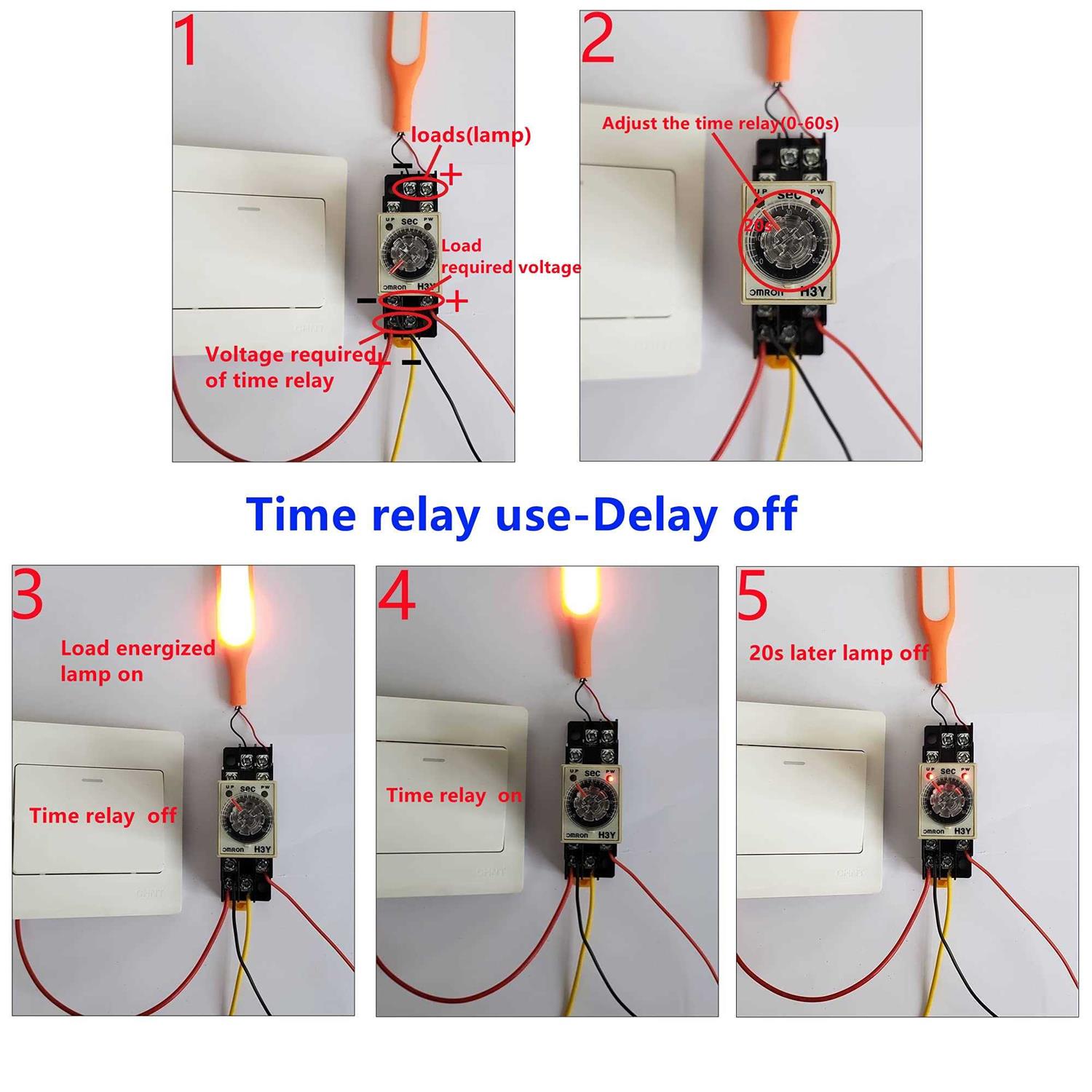 LJJDSLYU AC 110V Delay Timer Time Relay H3Y-2 0-60S Second & Base Socket DPDT - Image 2