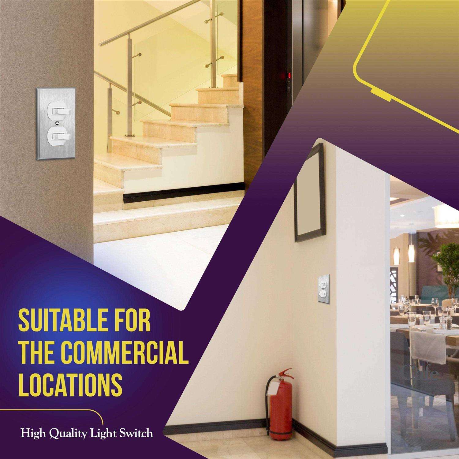 Enerlites 82150-W Commercial Grade, Double Switch, Single Pole,15A, 120V, White - Image 2