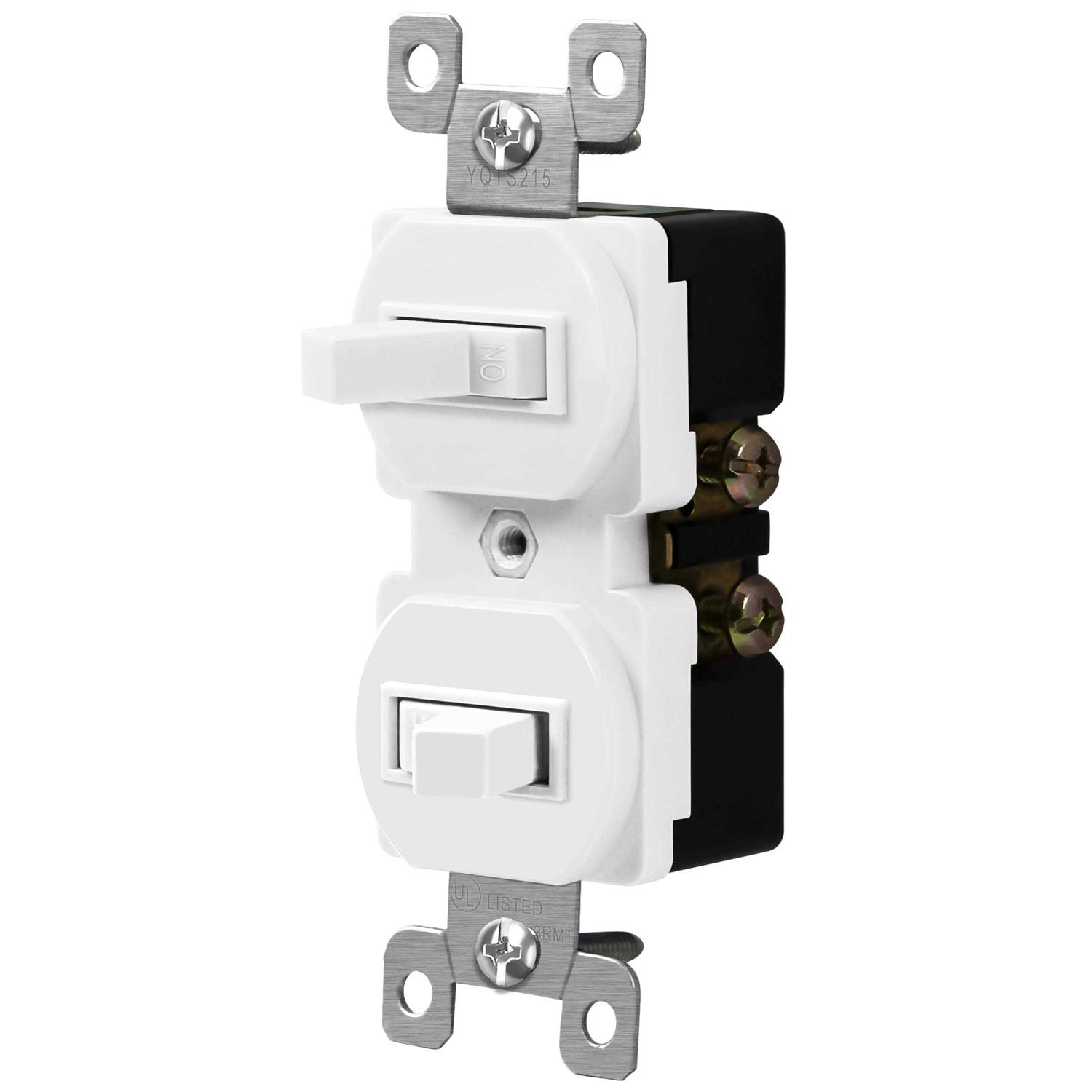 Enerlites 82150-W Commercial Grade, Double Switch, Single Pole,15A, 120V, White - Image 4