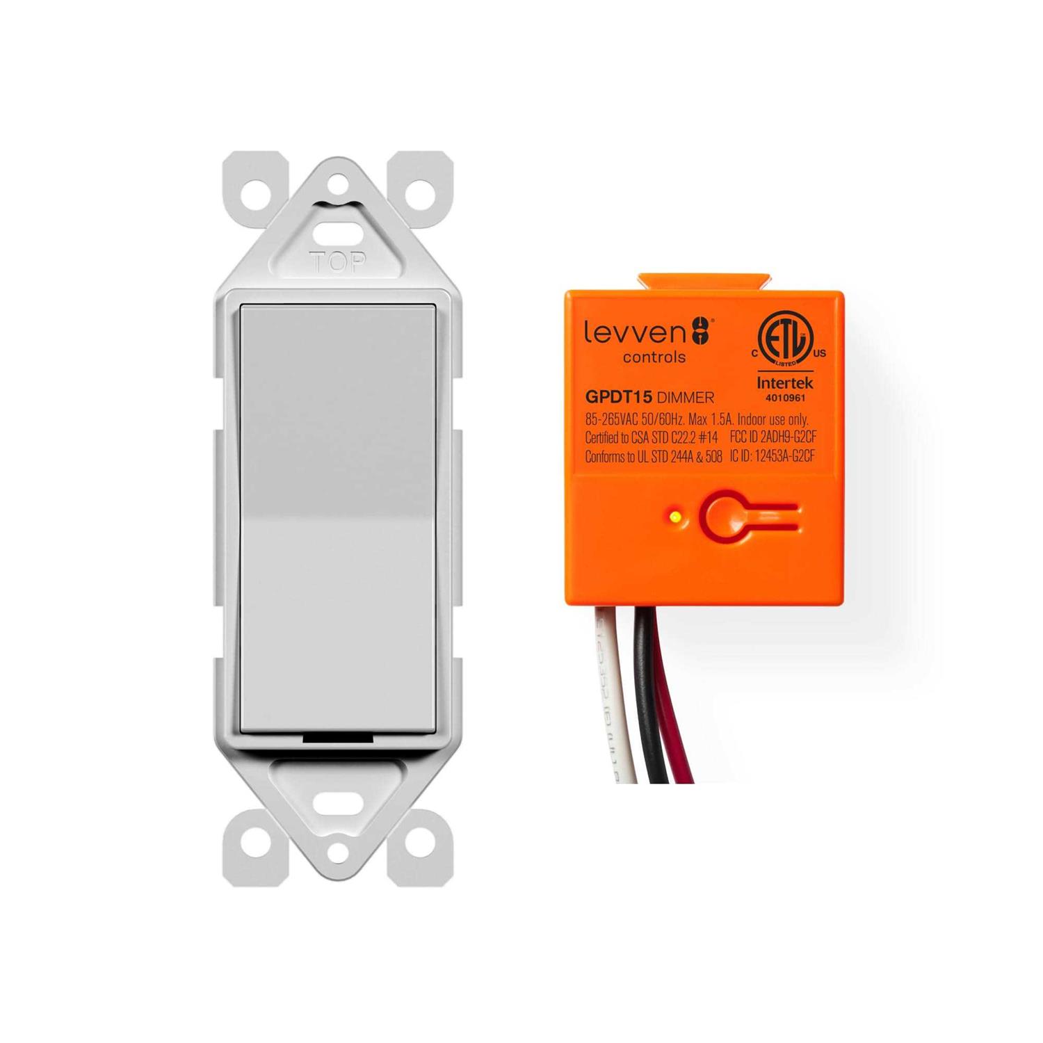 Levven Single-Pole Dimming Wireless Switch Kit Decora Style Switch