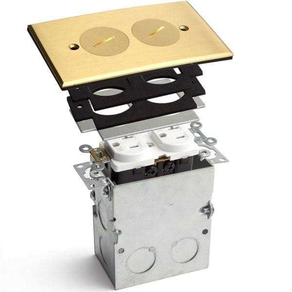 Enerlites 975506-C 1-Gang Floor Box Assembly with Duplex Tamper & Weather Resistant Receptacle - Image 3