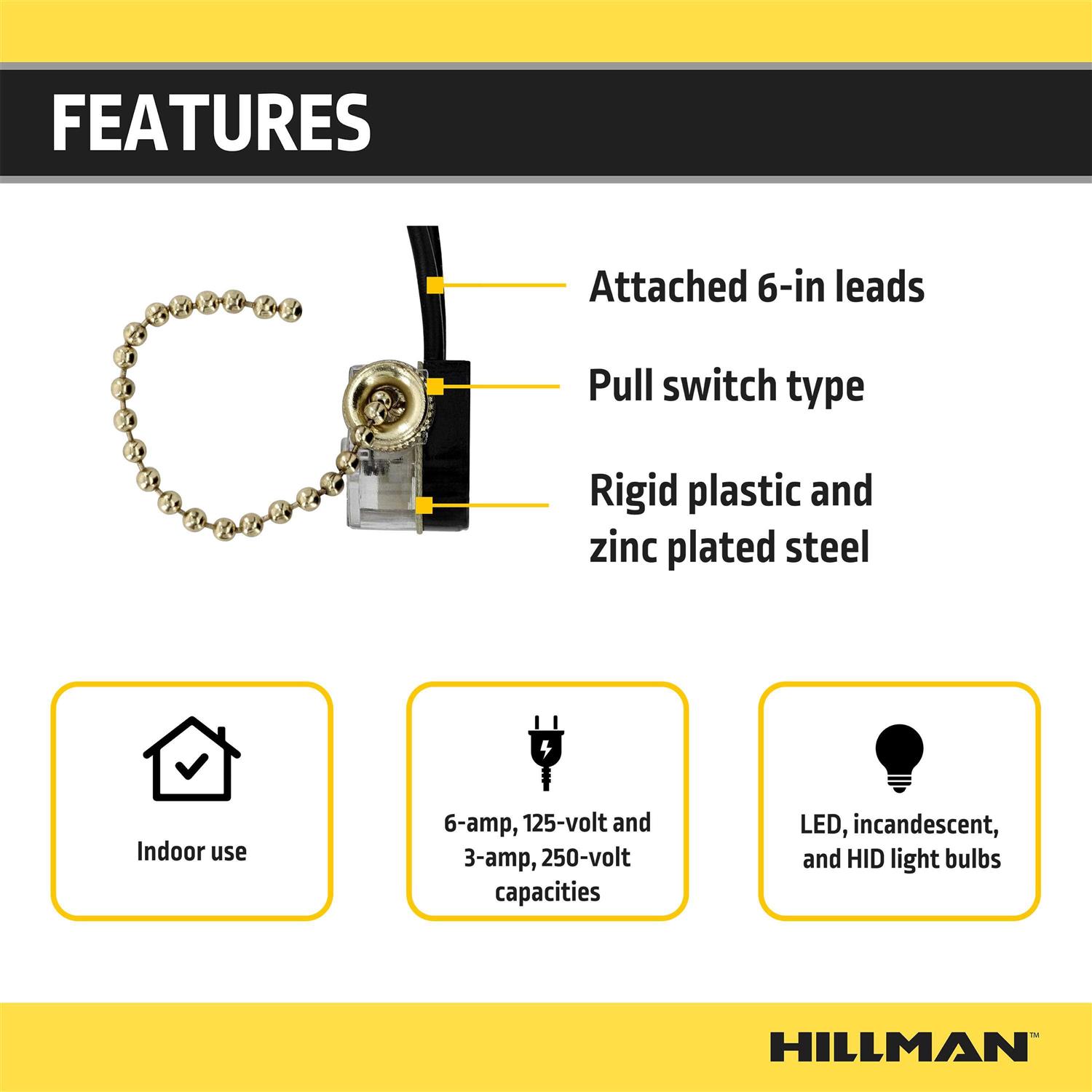 Hillman 3-amp Single-pole Pull Light Switch 427646 - Image 3