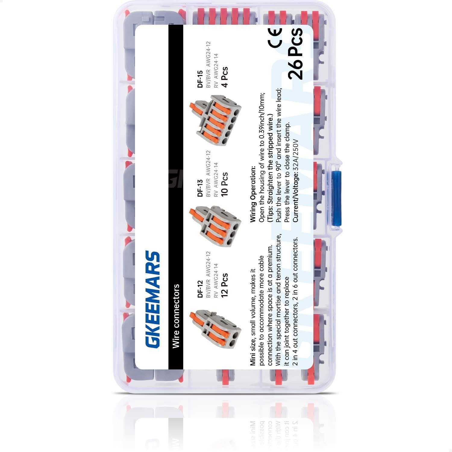 GKEEMARS 26Pcs Compact Splicing Connectors Wire Connectors Kit 2, 3 and 5 Circuit Inline Splices 24-12 AWG - Image 5