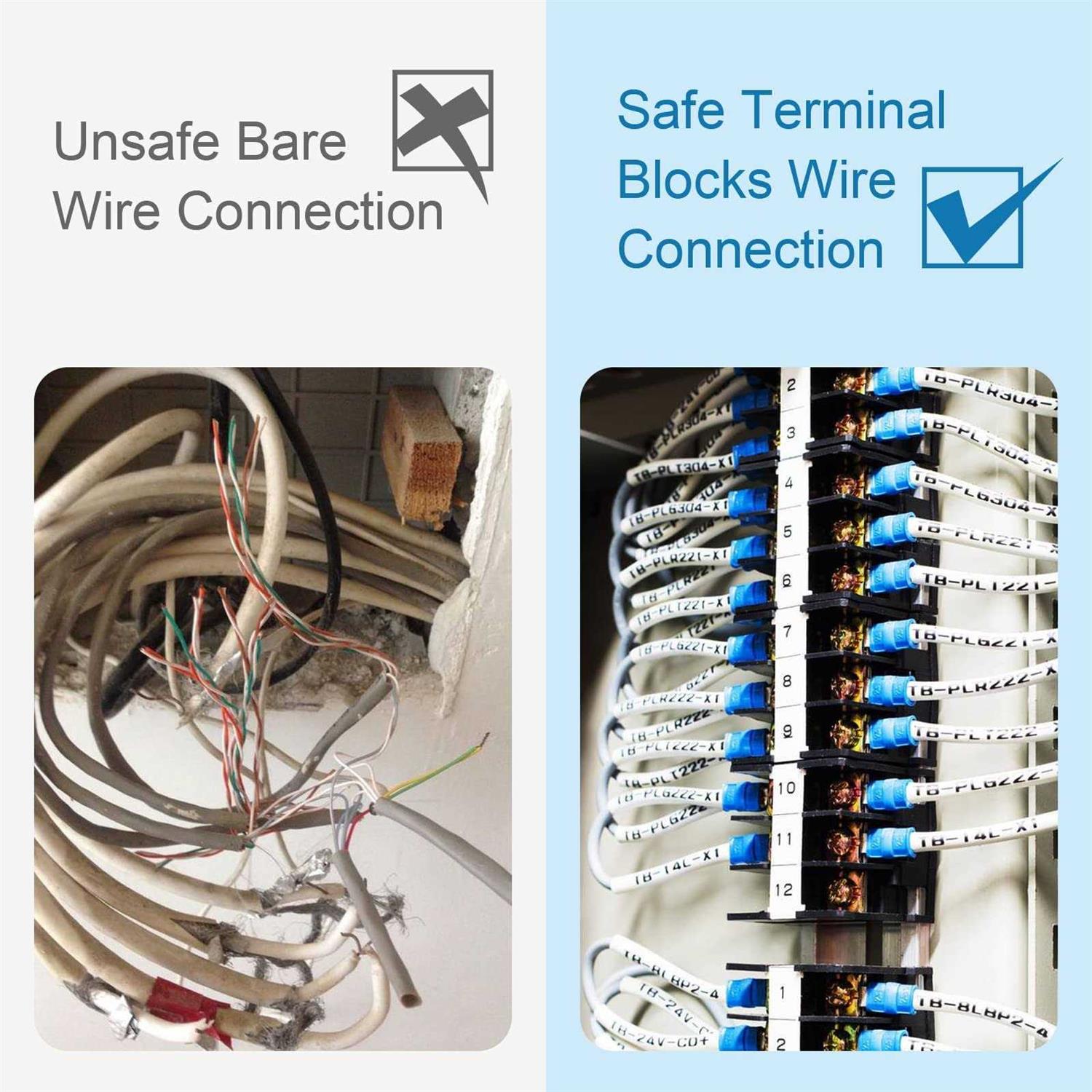 GUBCUB Terminal Block,2 Pack Circuits 20-30A 200v-450v Dual Row Screw Terminals Strip Heat Shrink Wire Connectors - Image 4
