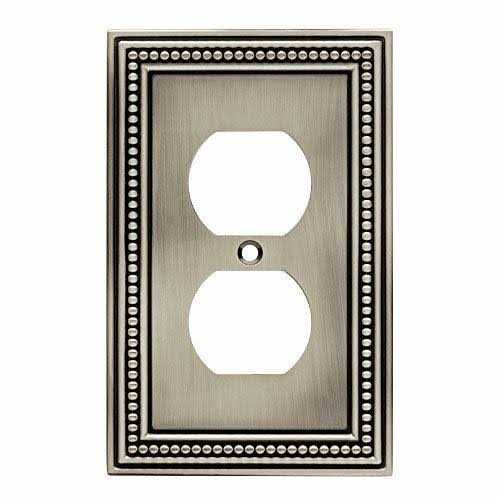 Brainerd 64776 Brushed Satin Pewter Beaded Single Duplex Cover Plate