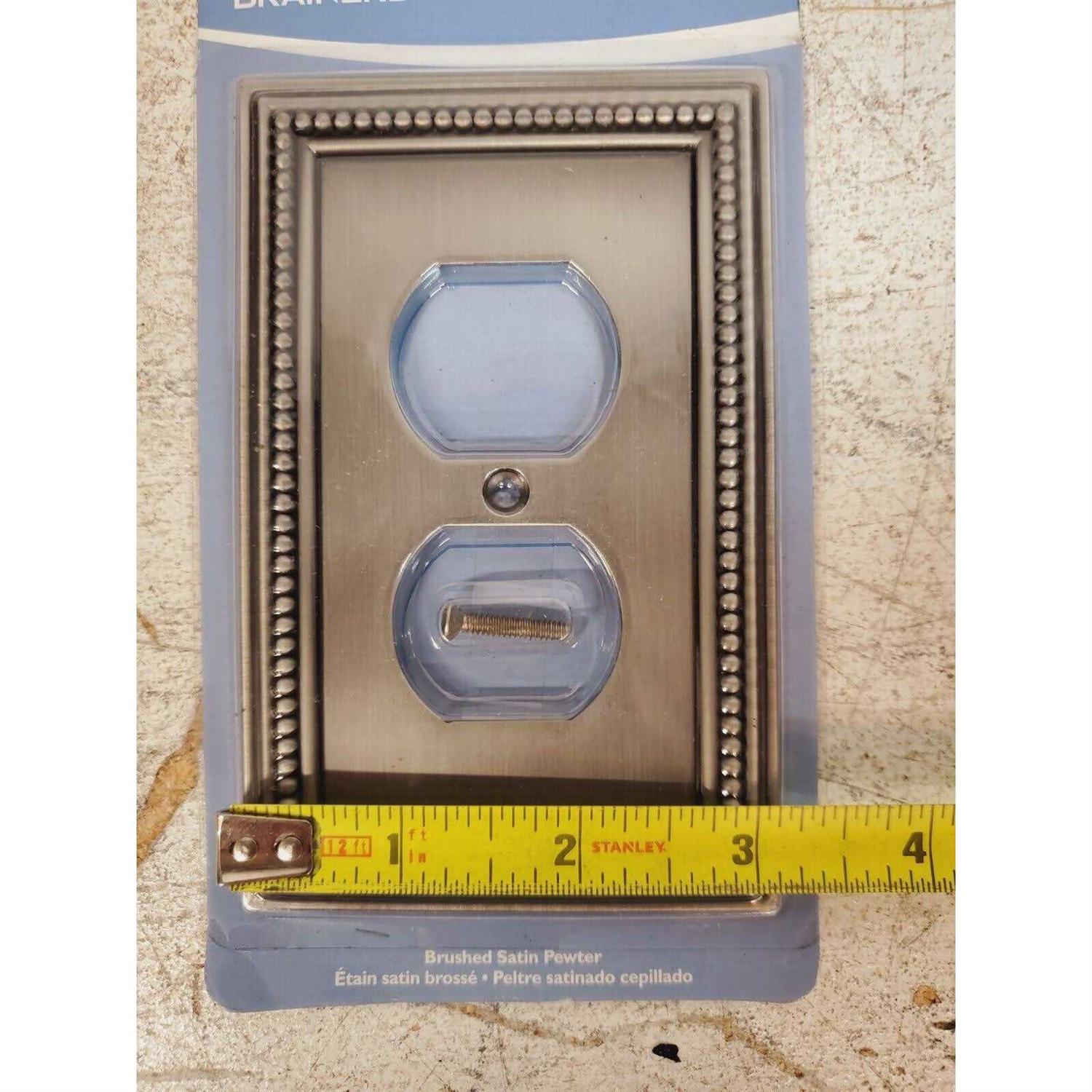 Brainerd 64776 Brushed Satin Pewter Beaded Single Duplex Cover Plate - Image 5