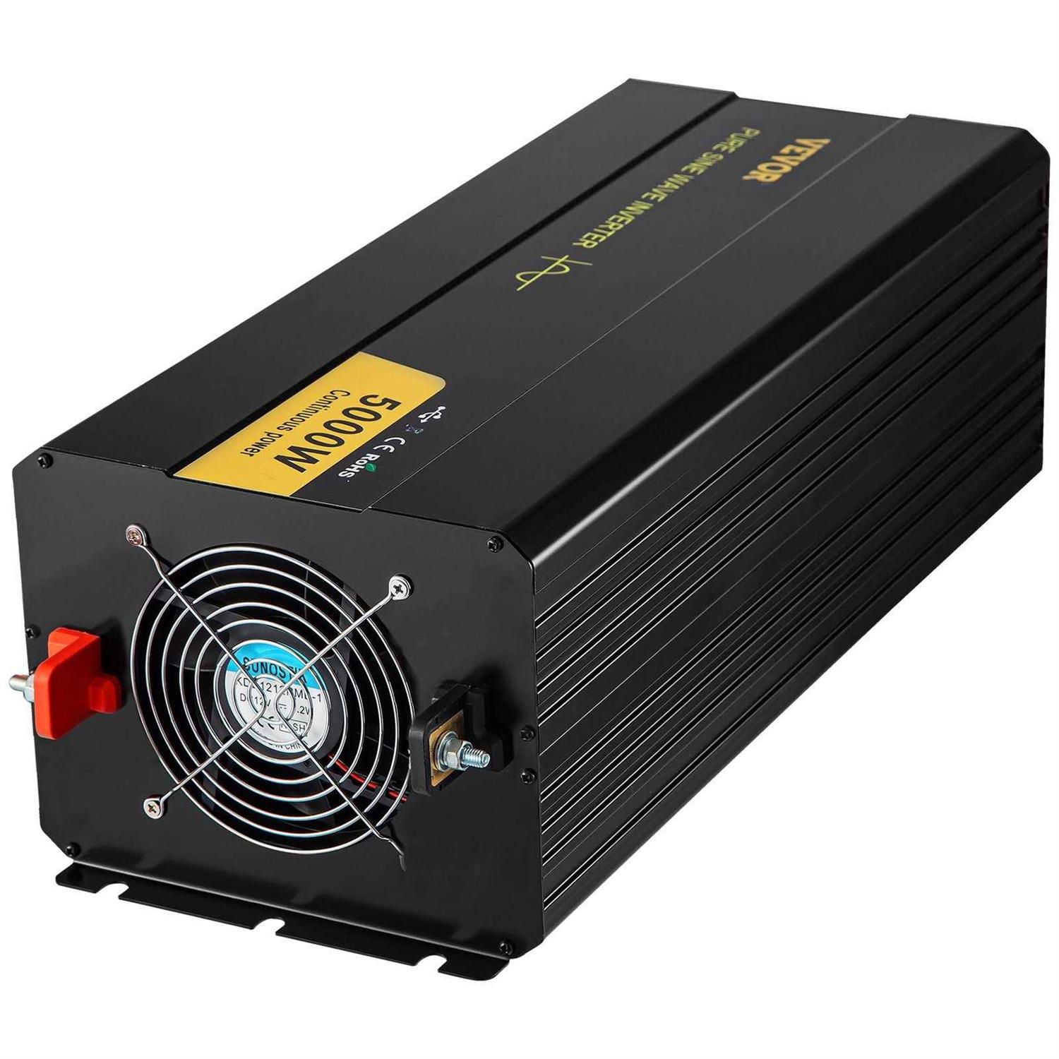 VEVOR Pure Sine Wave Inverter, 5000 Watt, Power Inverter, DC 12V to AC 120V Car Inverter, with LCD Display, Usb Port and Remote - Image 3
