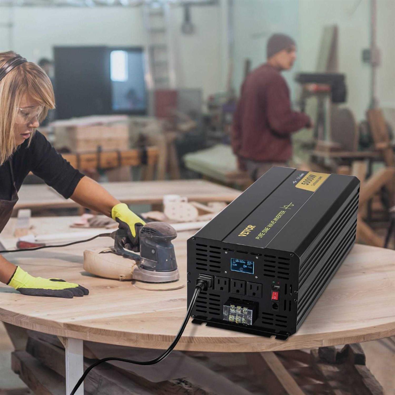 VEVOR Pure Sine Wave Inverter, 5000 Watt, Power Inverter, DC 12V to AC 120V Car Inverter, with LCD Display, Usb Port and Remote - Image 5