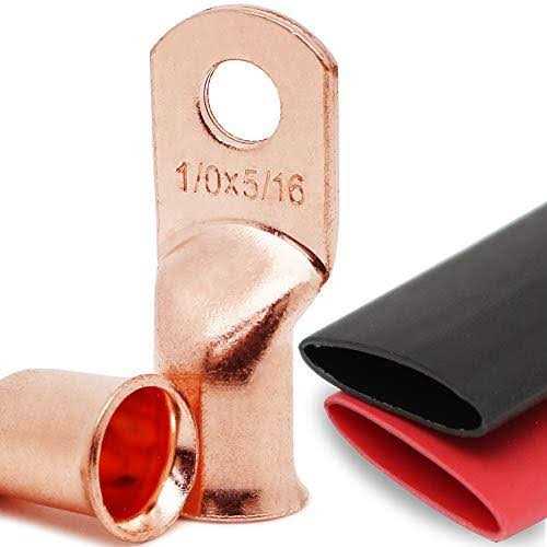 TKDMR 10pcs AWG-5/16 Battery Lugs,Copper Wire Lugs,Heavy Duty Battery Cable Ends,Tubular Ring Terminals,AWG Crimp Wire Ring Lugs,Battery