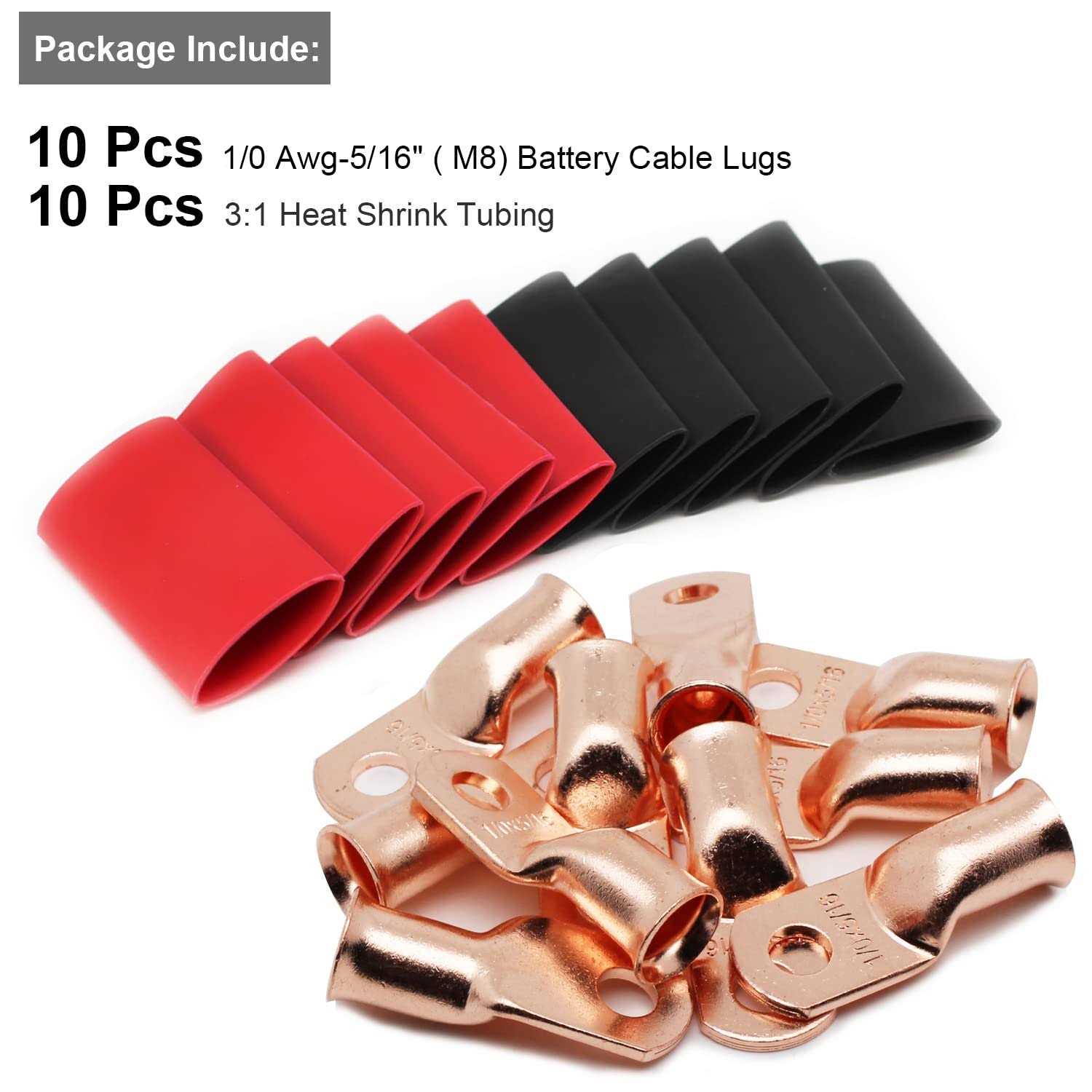 TKDMR 10pcs AWG-5/16 Battery Lugs,Copper Wire Lugs,Heavy Duty Battery Cable Ends,Tubular Ring Terminals,AWG Crimp Wire Ring Lugs,Battery - Image 5