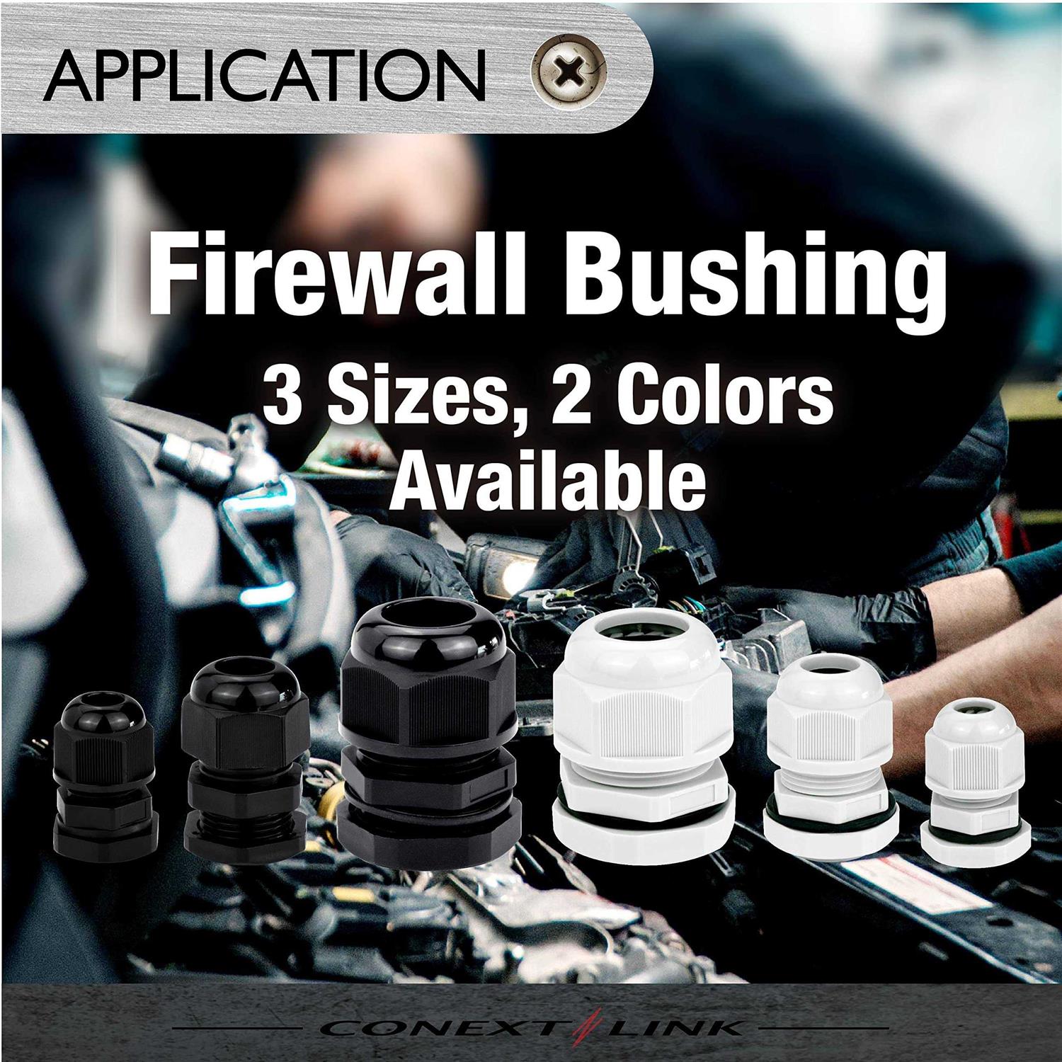 Conextlink 5pcs Waterproof IP68 Nylon Firewall Bushing Grommet Cable Gland - Image 2
