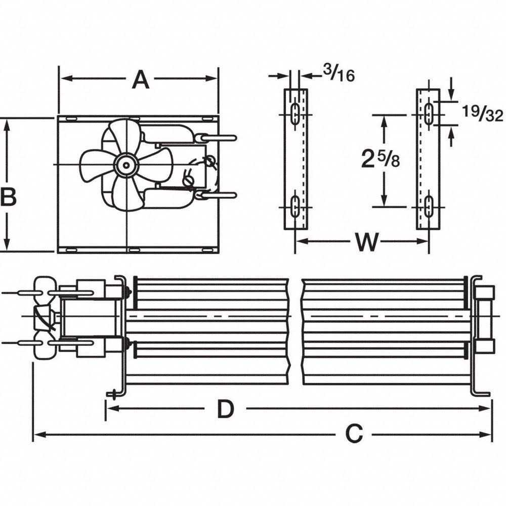 Dayton 1TDU8 Rectangular OEM Blower 2750 RPM - Image 2