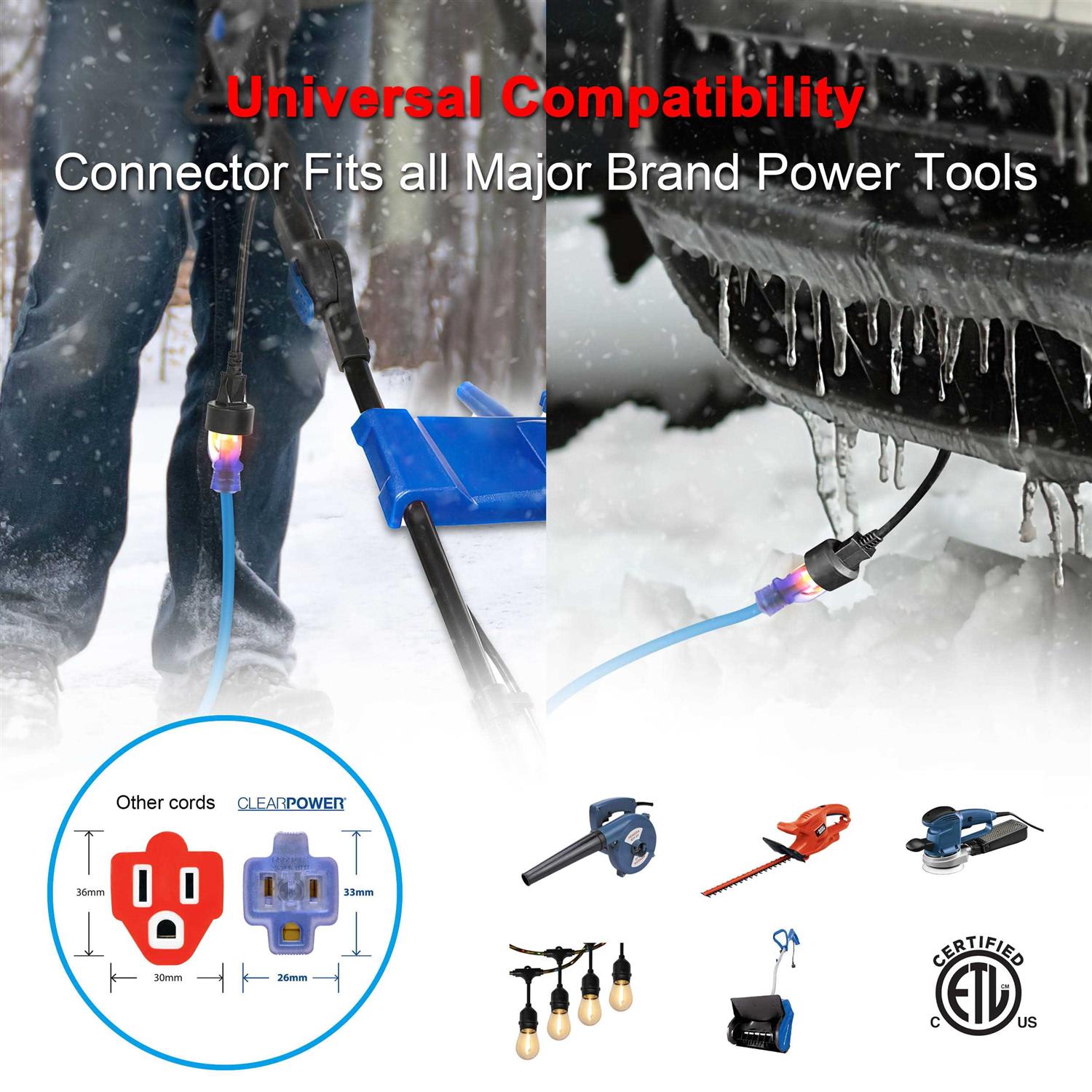 Clear Power 100 ft Heavy Duty Extreme Cold Weather Outdoor Extension Cord 163 Sjtw - Image 4