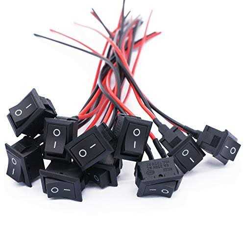 TWTADE 10pcs Rocker Switch On/Off 2Pin Latching Square Toggle SPST Switch Snap with Wires KCD1-X-F - Image 5
