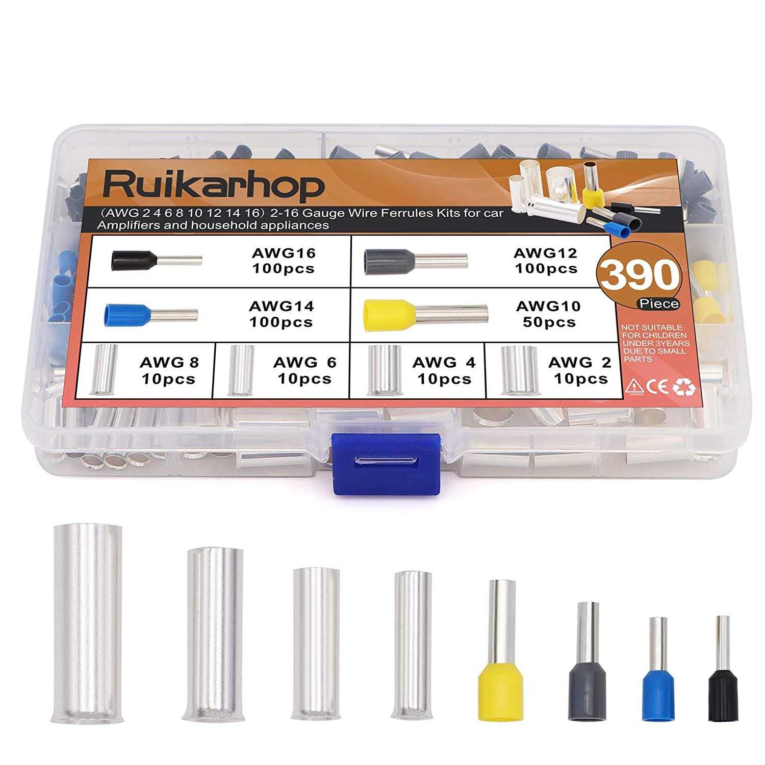 Ruikarhop 440pcs Awg 20 10 2 4 10 12 14 16 Wire Ferrules Kits Crim - Image 4