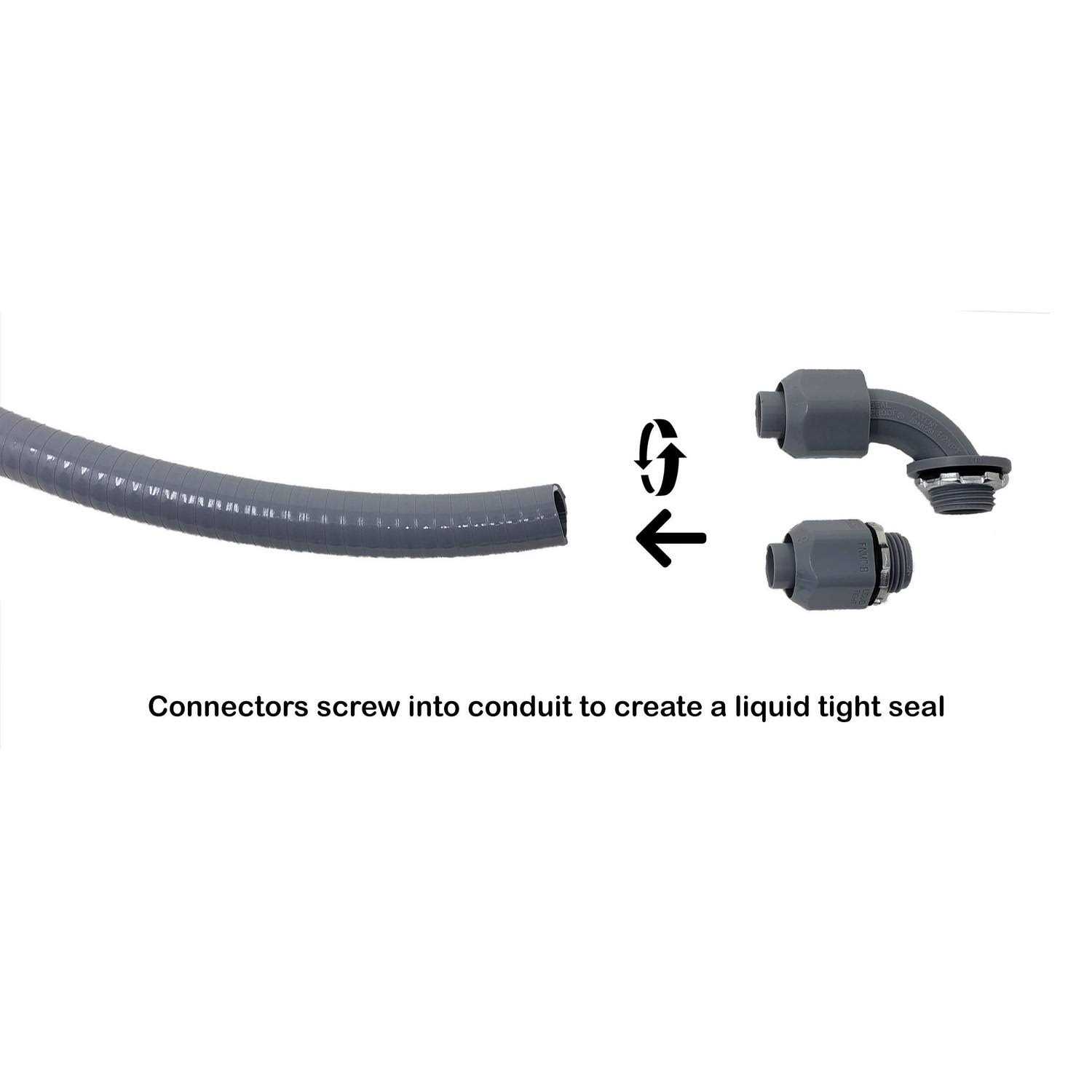 Sealproof Power Whip Assembly, 3/4-Inch x 6 Ft Nonmetallic Liquid Tight Flexible Electrical Conduit and 8 Gauge Wire Single Phase Preassembled A/C - Image 4