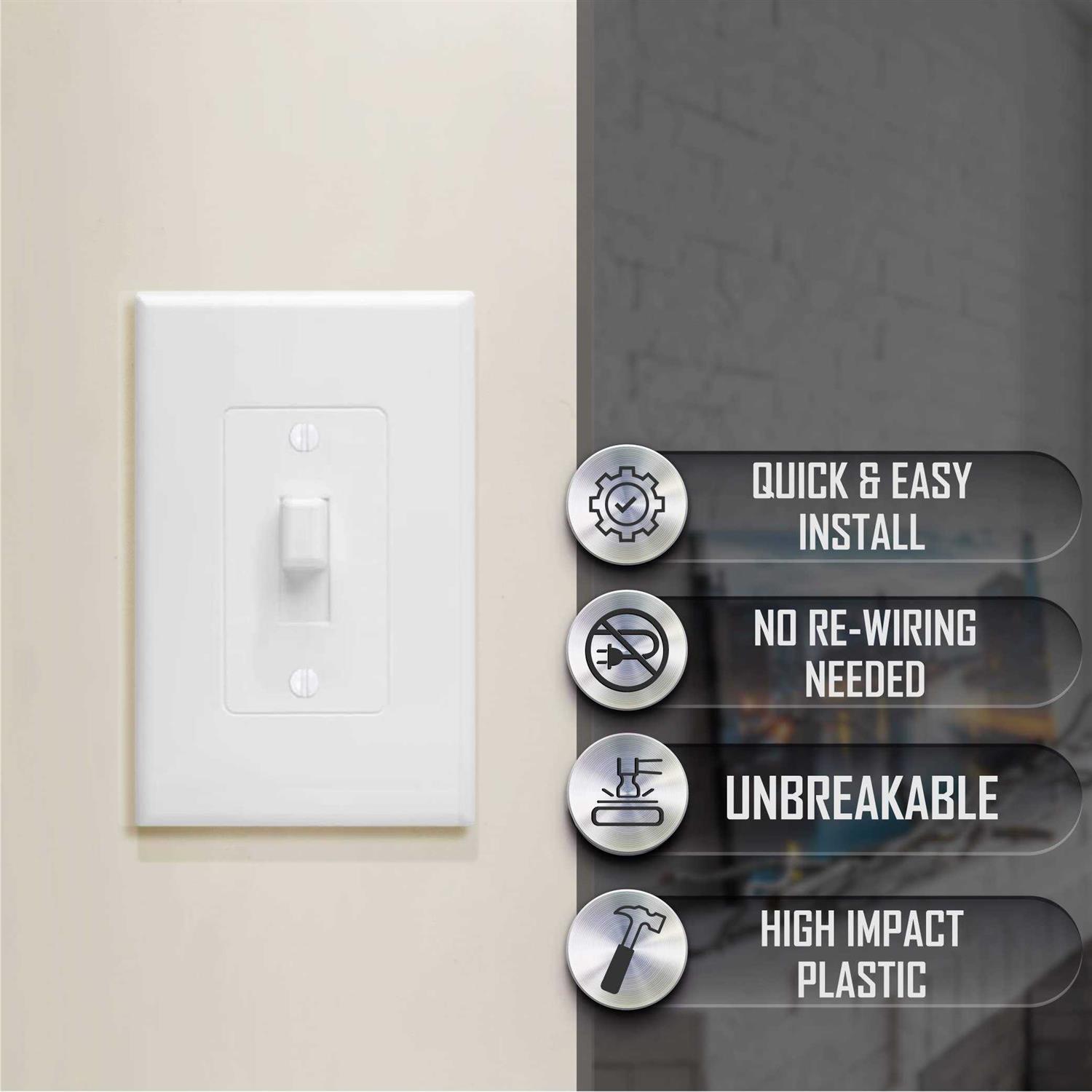 Taymac Revive 1-Gang White Toggle Midsize Wall Plate 2670W - Image 2