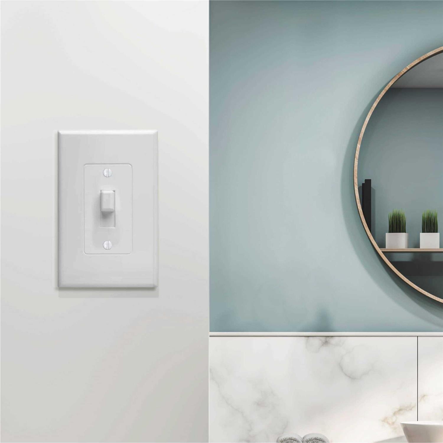 Taymac Revive 1-Gang White Toggle Midsize Wall Plate 2670W - Image 3