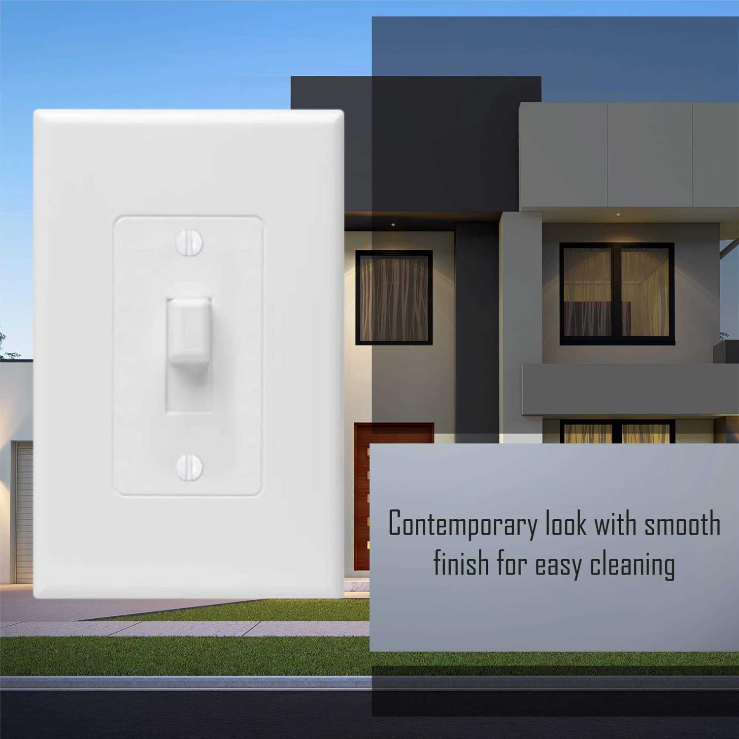 Taymac Revive 1-Gang White Toggle Midsize Wall Plate 2670W - Image 4