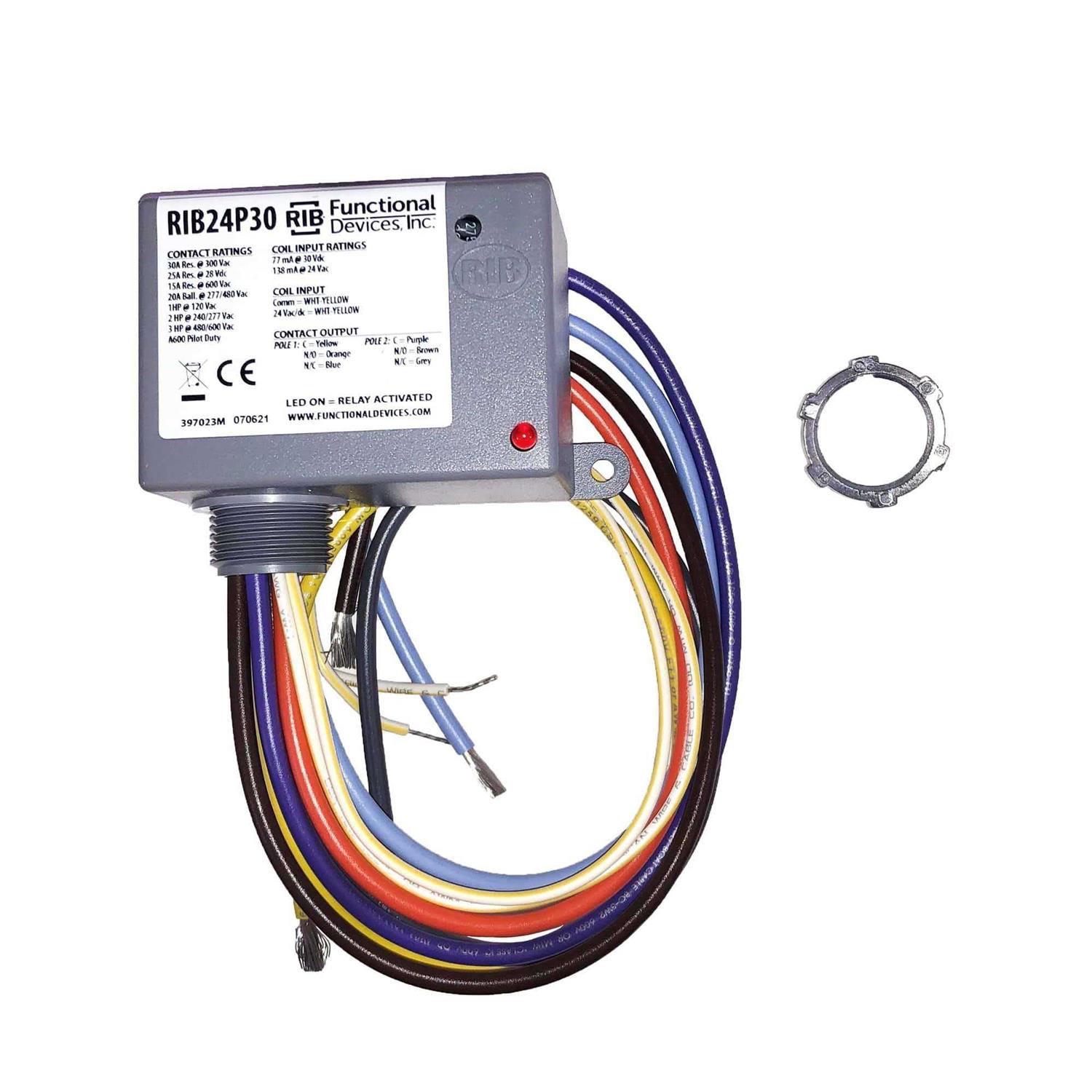 Packard Rib24p30 Functional Devices Enclosed Pilot Relay 30Amp Dpdt 24Vac/dc