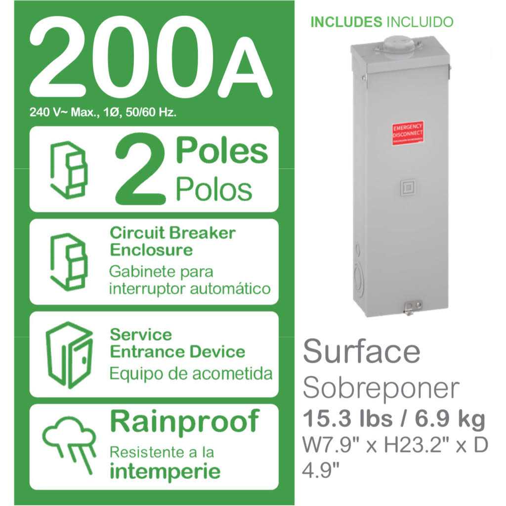 Square D QO 70 Amp to 200 Amp 2-Pole Outdoor Circuit Breaker Enclosure Q2200RBE - Image 3