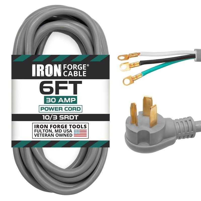 Iron Forge Cable 3 Prong Dryer Extension Cord 220V Extension Cord NEMA 10-30 Plug SRDT