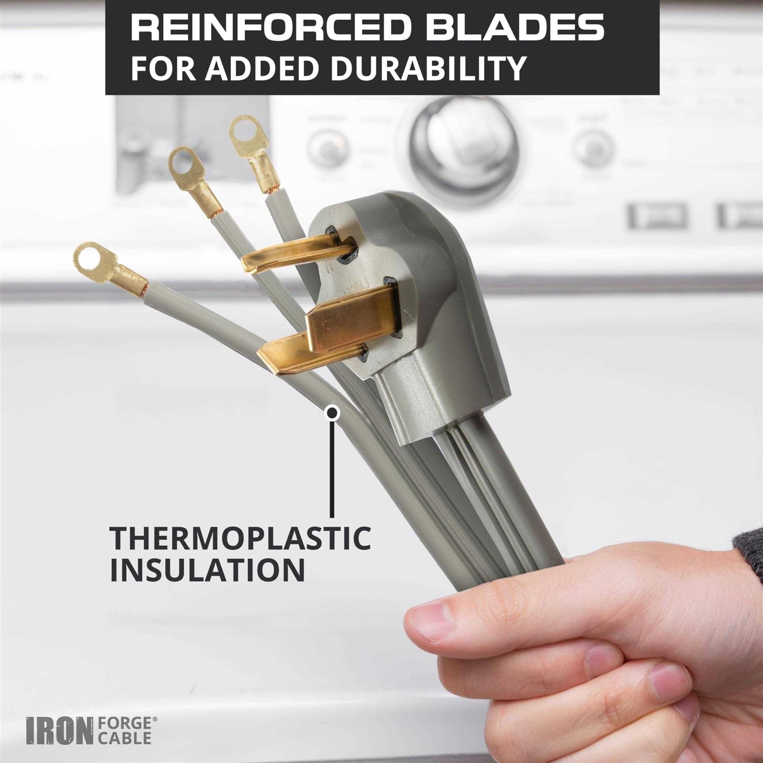 Iron Forge Cable 3 Prong Dryer Extension Cord 220V Extension Cord NEMA 10-30 Plug SRDT - Image 4