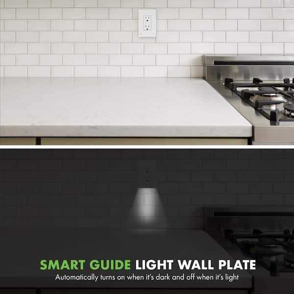 TOPGREENER 1-Gang Decorator/Rocker Outlet Plastic Screwless Midsize Wall Plate with Nightlight - Image 5