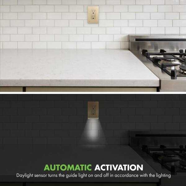 TOPGREENER 1-Gang Decorator/Rocker Outlet Plastic Screwless Midsize Wall Plate with Nightlight - Image 2