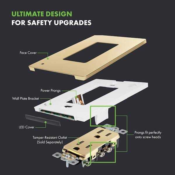 TOPGREENER 1-Gang Decorator/Rocker Outlet Plastic Screwless Midsize Wall Plate with Nightlight - Image 3